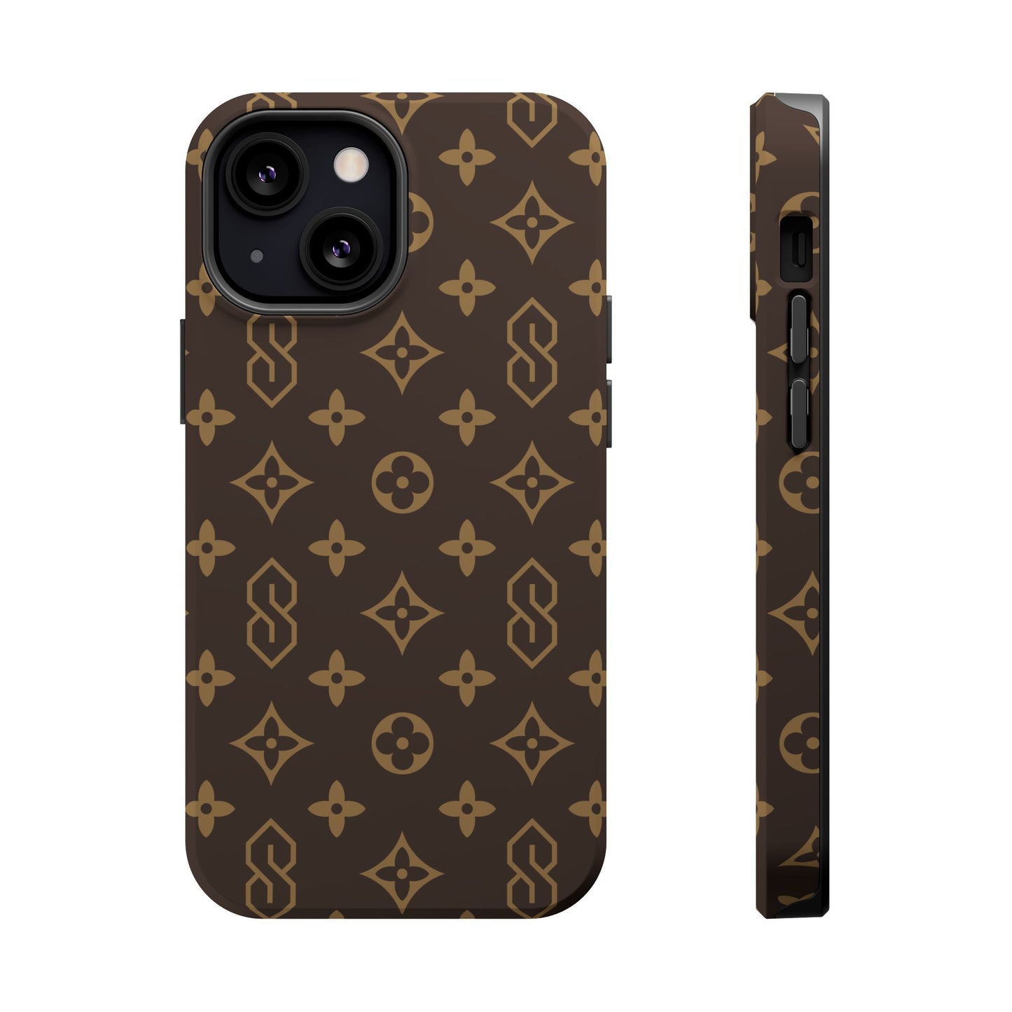 S Thing Faux Real Phone Case - Brown/Gold - Magnetic Impact-Resistant