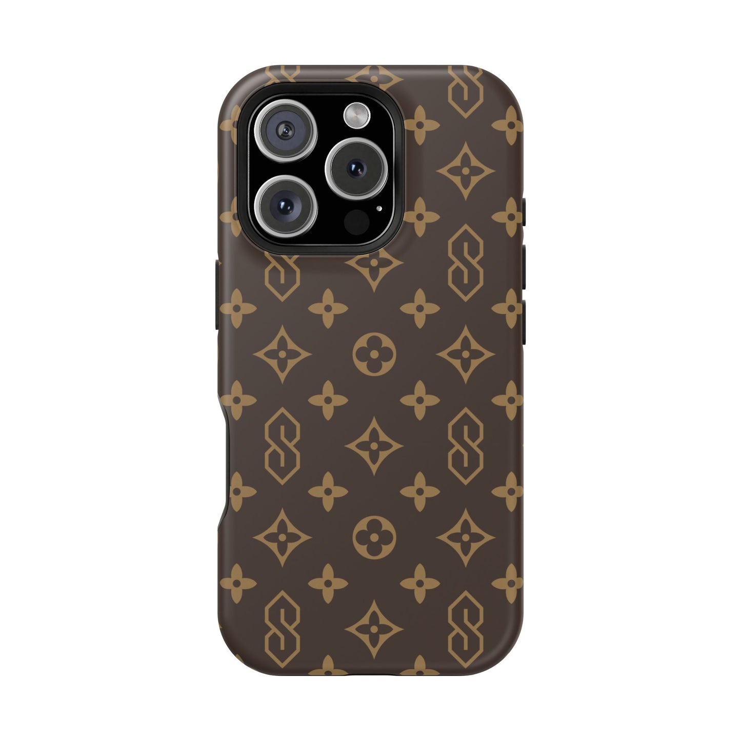 S Thing Faux Real Phone Case - Brown/Gold - Magnetic Impact-Resistant