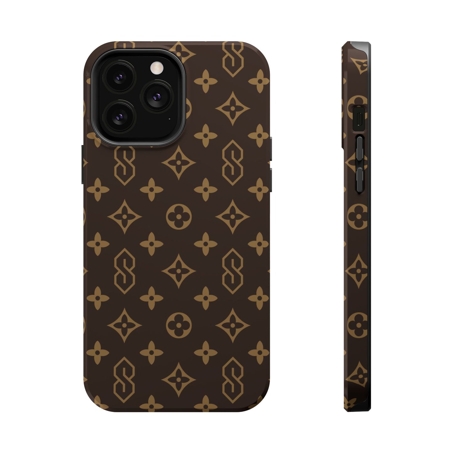 S Thing Faux Real Phone Case - Brown/Gold - Magnetic Impact-Resistant