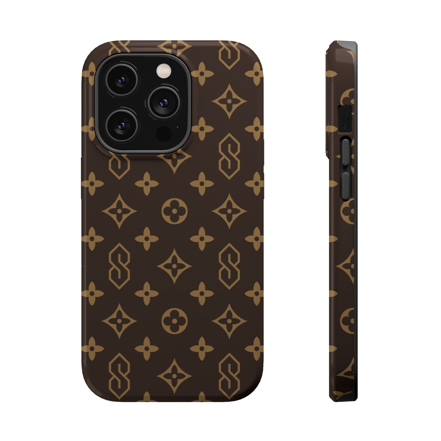 S Thing Faux Real Phone Case - Brown/Gold - Magnetic Impact-Resistant