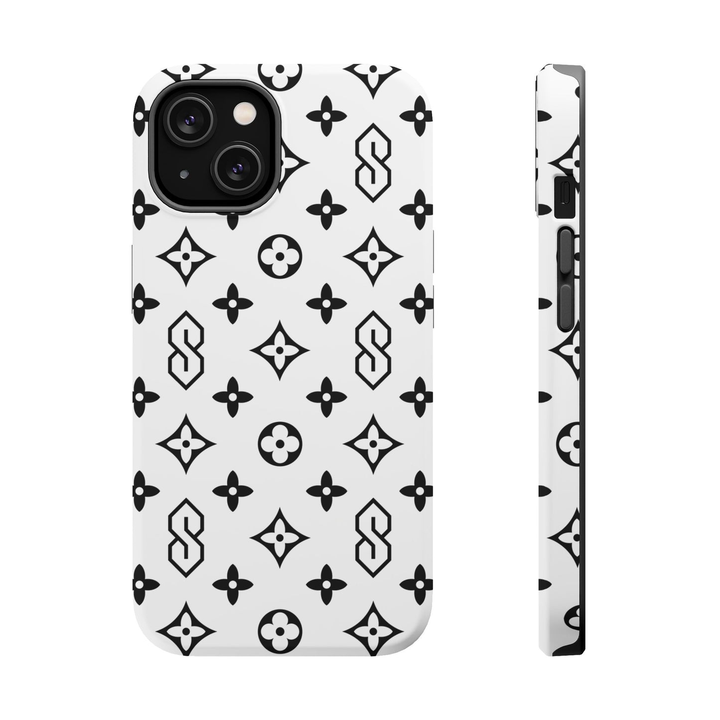 S Thing Faux Real Phone Cases - White & Black - Magnetic Impact-Resistant