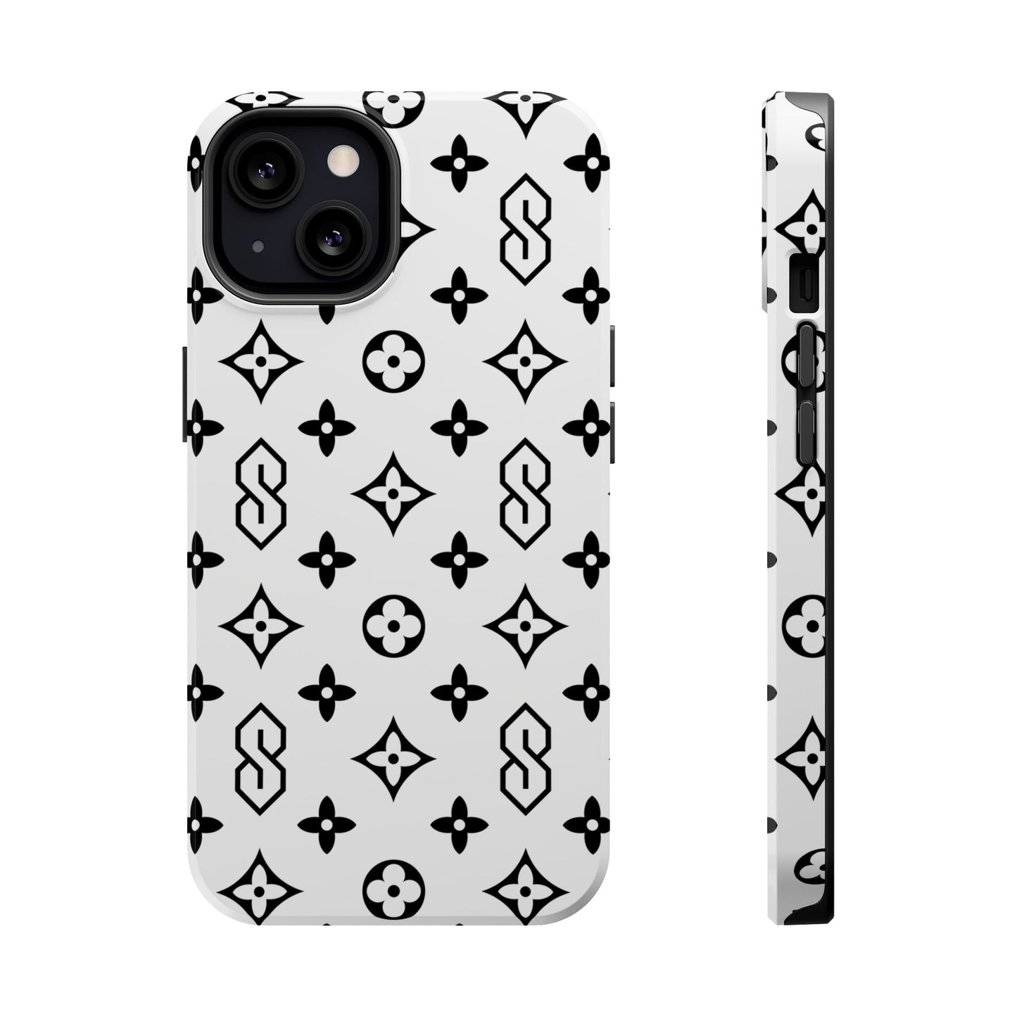 S Thing Faux Real Phone Cases - White & Black - Magnetic Impact-Resistant