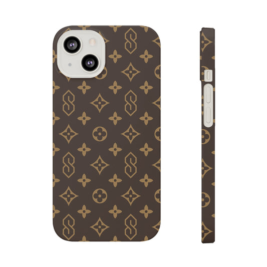 S Thing Faux Real Phone Case - Multi-Models - Brown/Gold