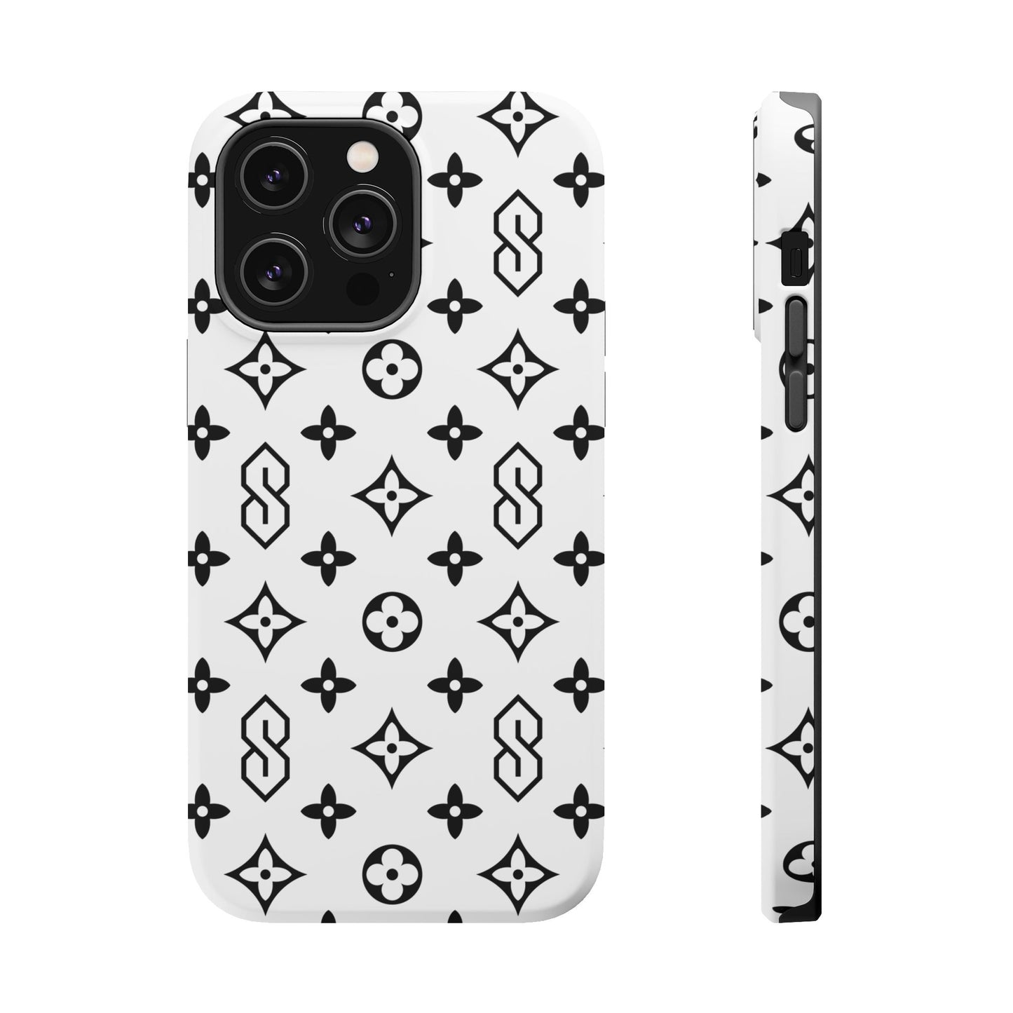 S Thing Faux Real Phone Cases - White & Black - Magnetic Impact-Resistant