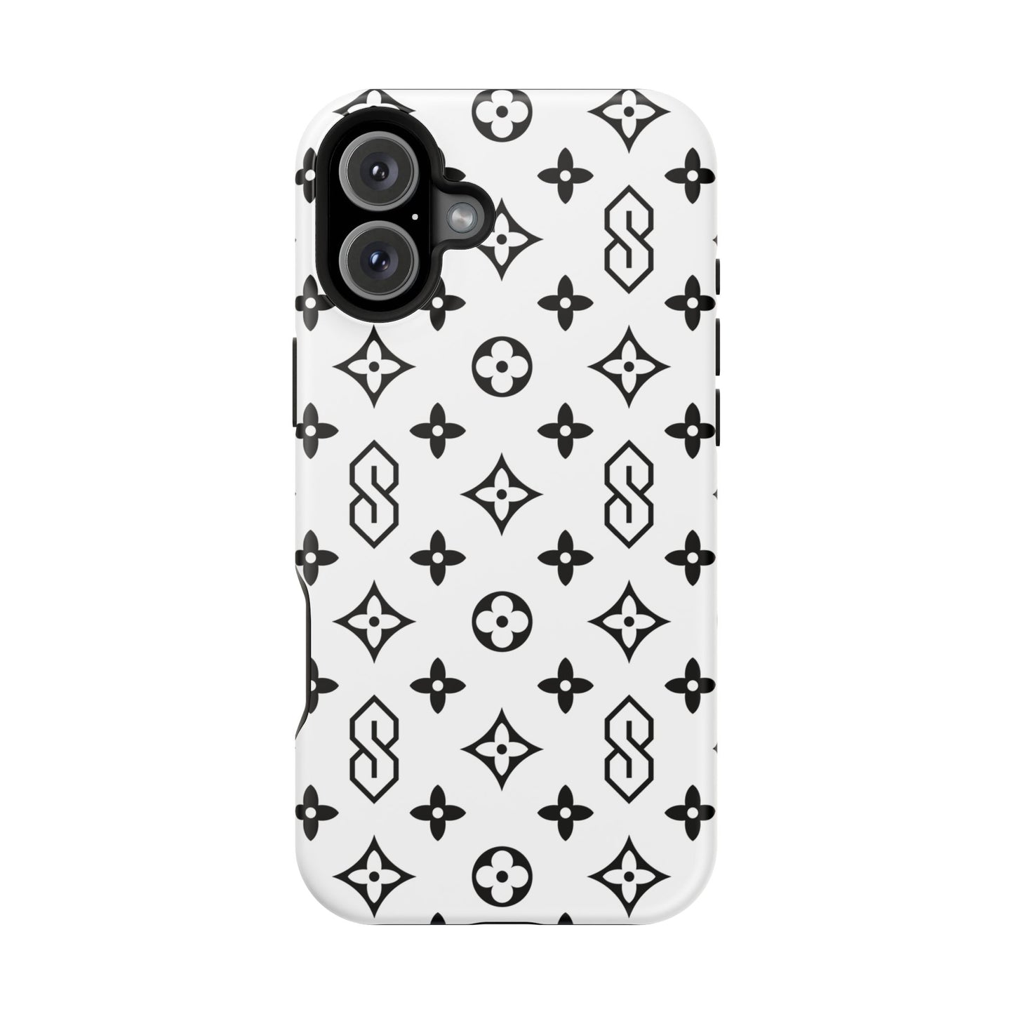 S Thing Faux Real Phone Cases - White & Black - Magnetic Impact-Resistant