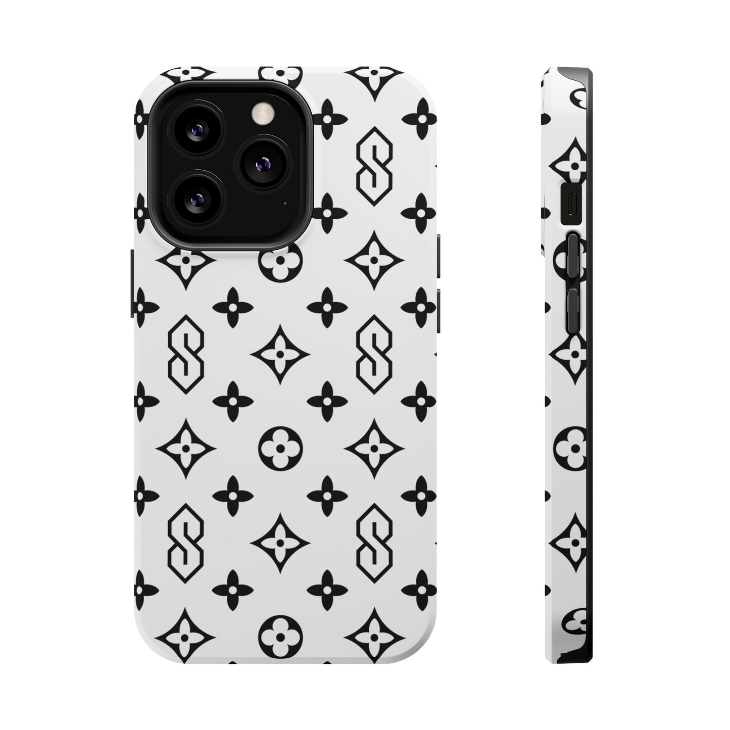 S Thing Faux Real Phone Cases - White & Black - Magnetic Impact-Resistant