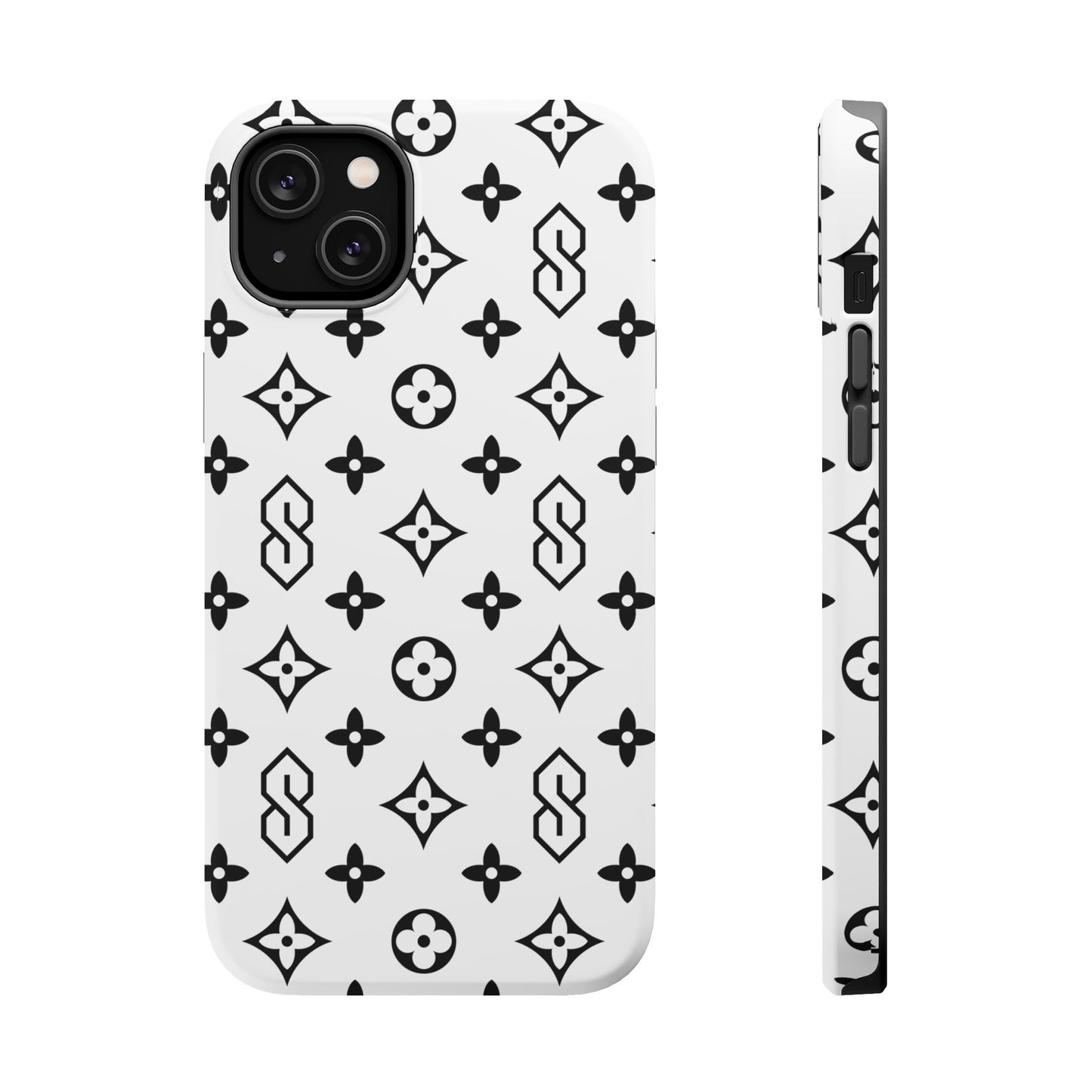 S Thing Faux Real Phone Cases - White & Black - Magnetic Impact-Resistant
