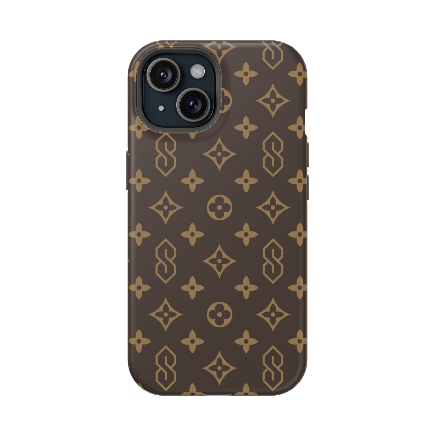S Thing Faux Real Phone Case - Brown/Gold - Magnetic Impact-Resistant