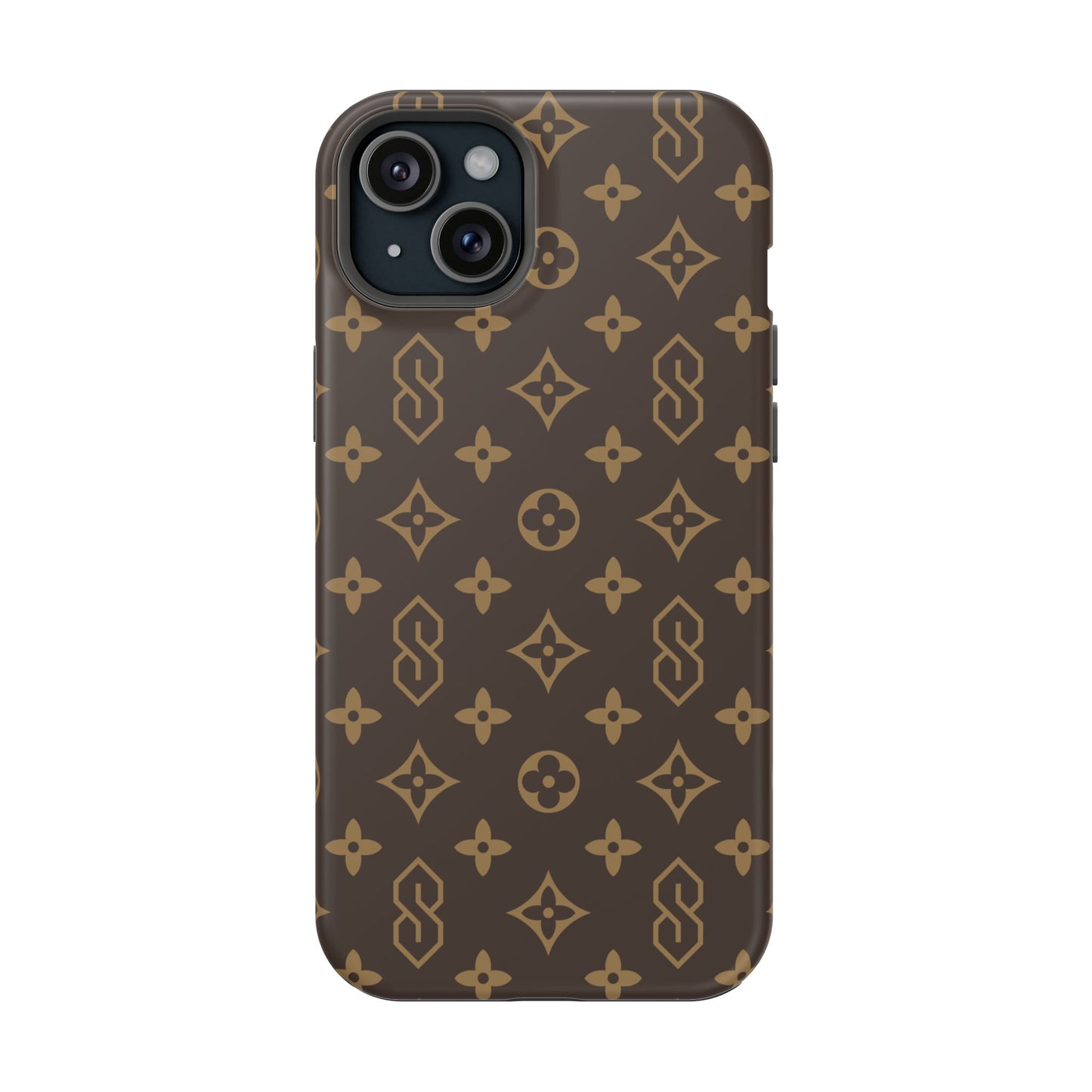 S Thing Faux Real Phone Case - Brown/Gold - Magnetic Impact-Resistant