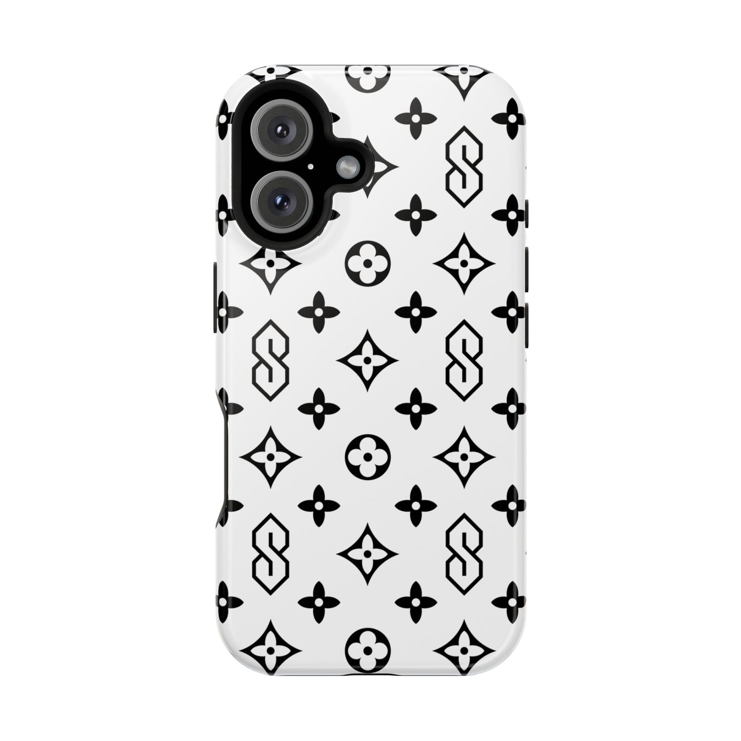 S Thing Faux Real Phone Cases - White & Black - Magnetic Impact-Resistant