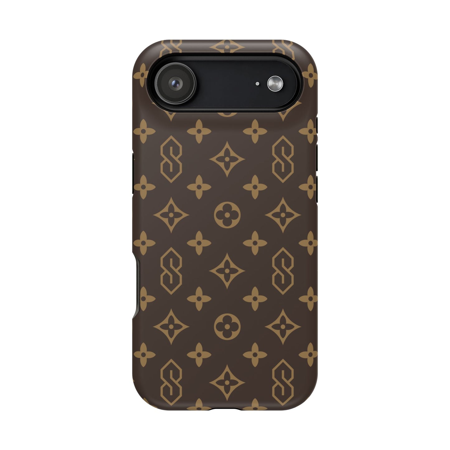 S Thing Faux Real Phone Case - Brown/Gold - Magnetic Impact-Resistant