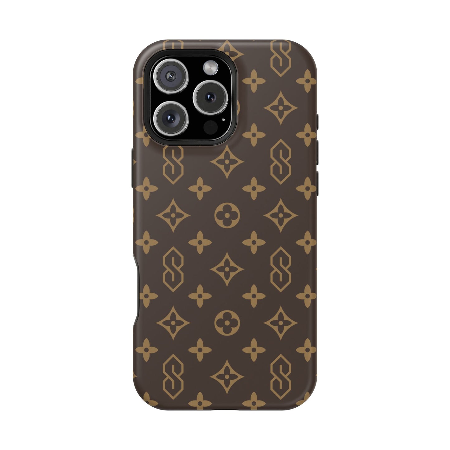 S Thing Faux Real Phone Case - Brown/Gold - Magnetic Impact-Resistant
