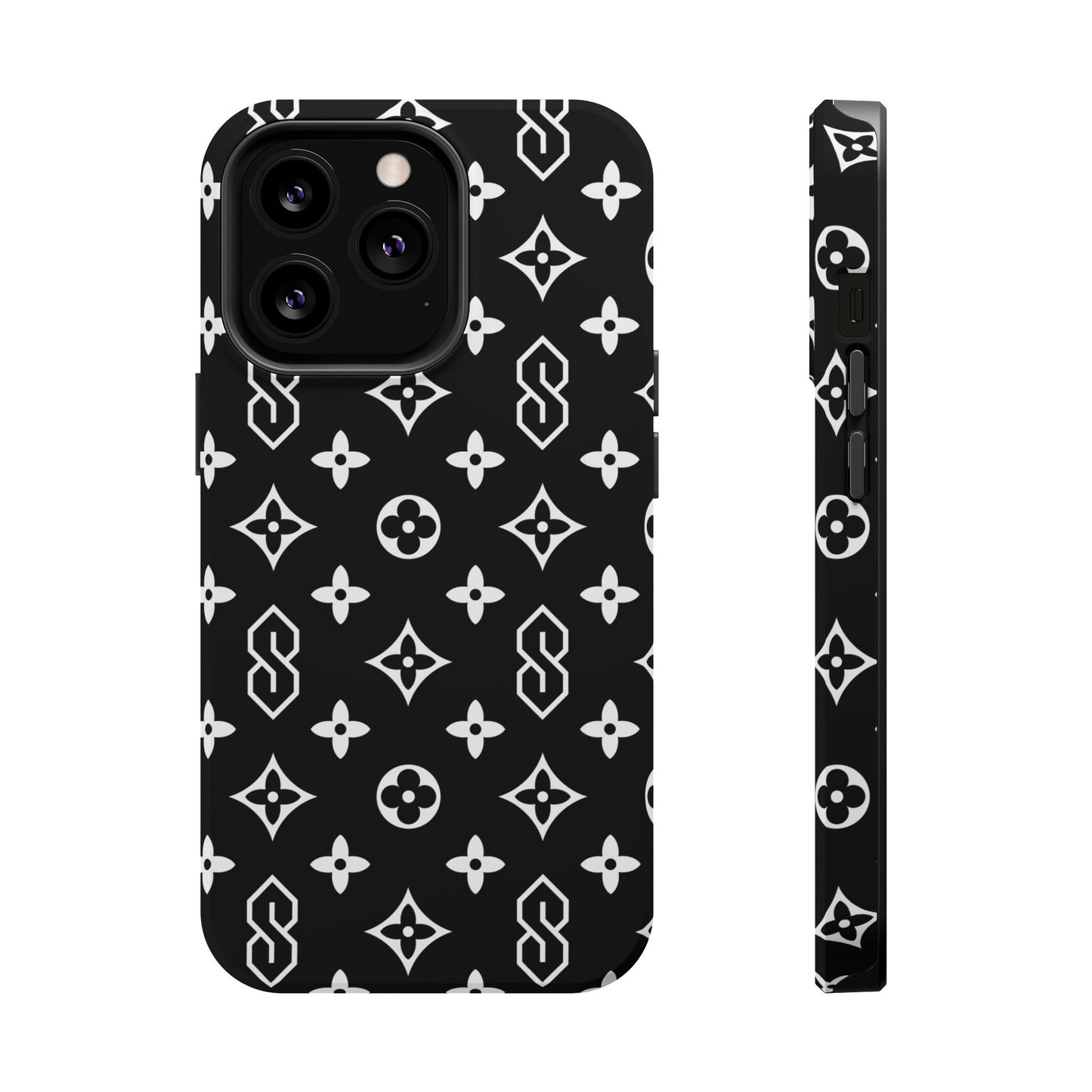 S Thing Faux Real Phone Case - Black/White - Magnetic Impact-Resistant