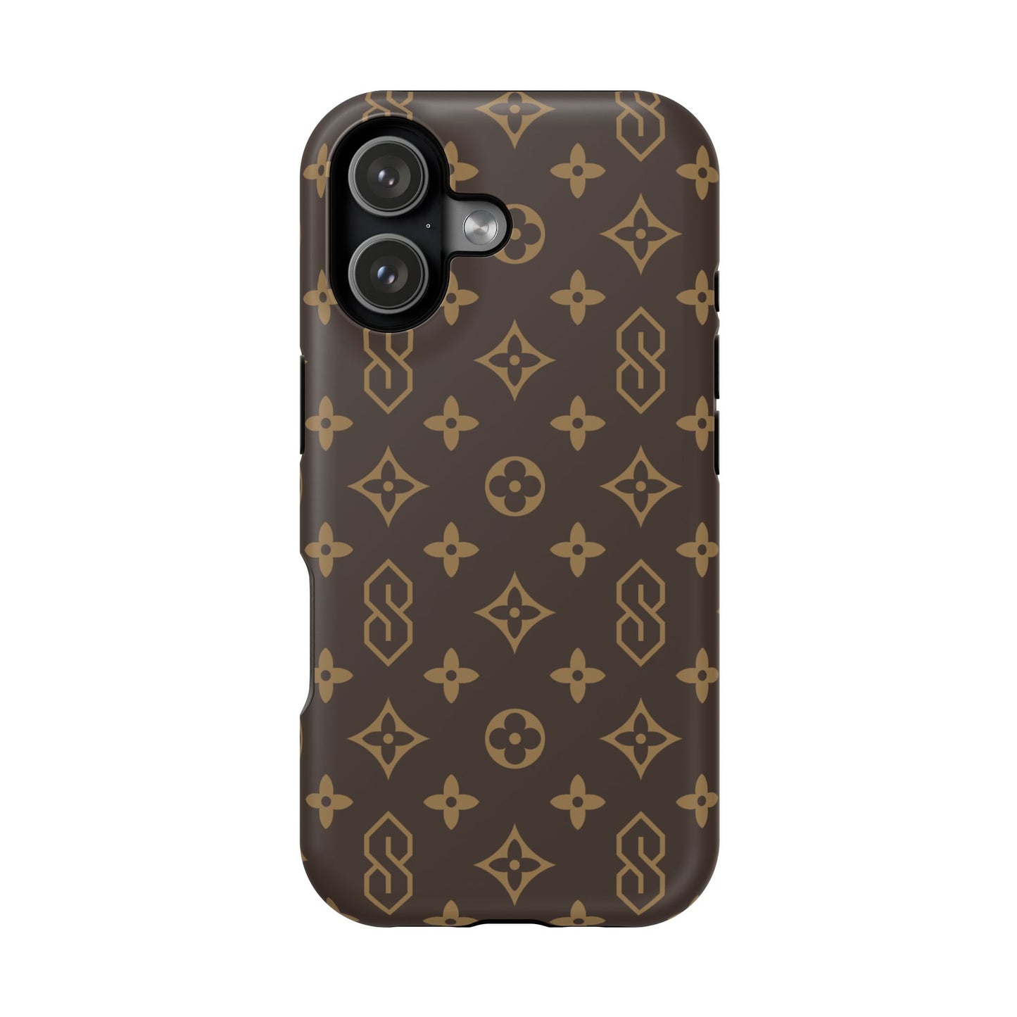 S Thing Faux Real Phone Case - Brown/Gold - Magnetic Impact-Resistant