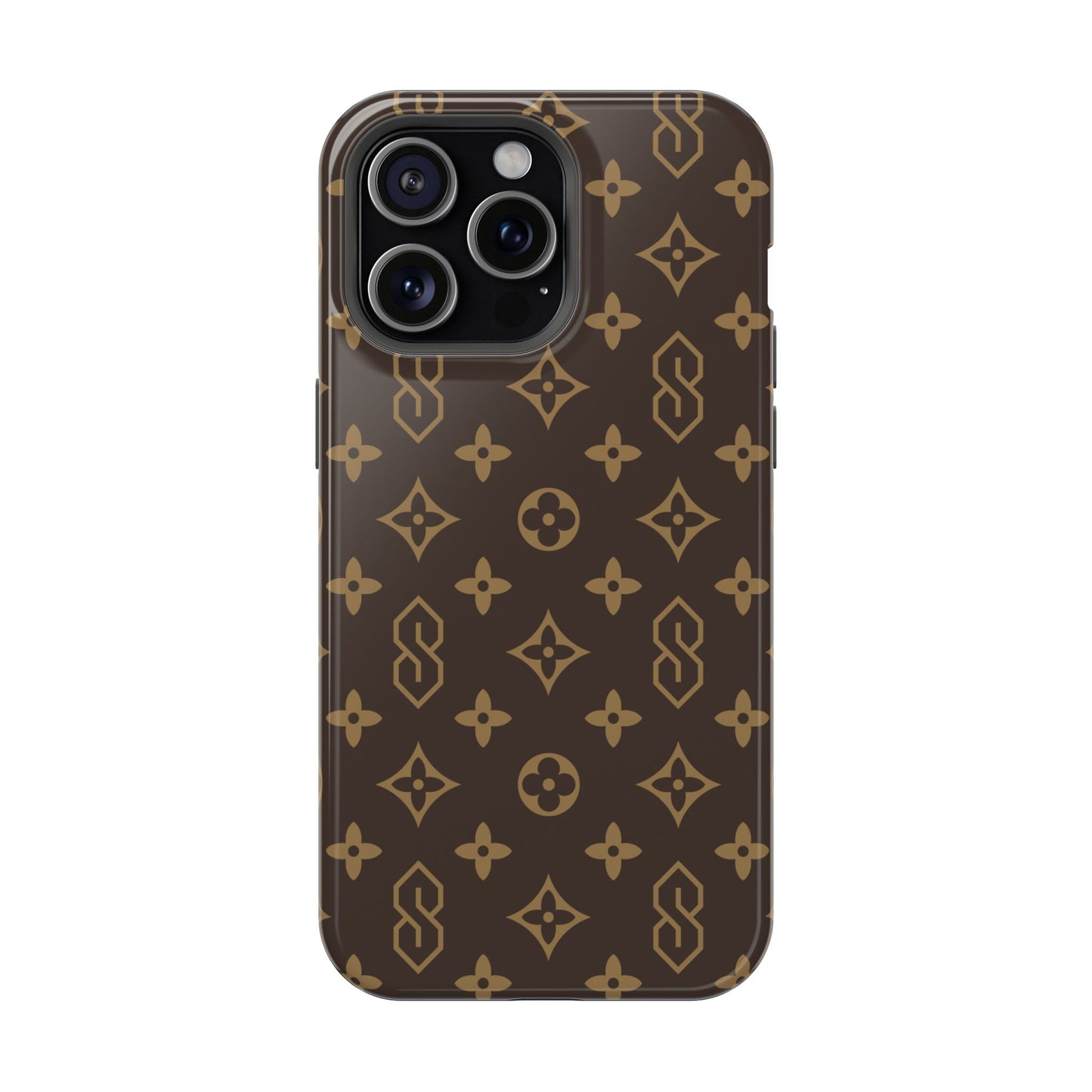 S Thing Faux Real Phone Case - Brown/Gold - Magnetic Impact-Resistant
