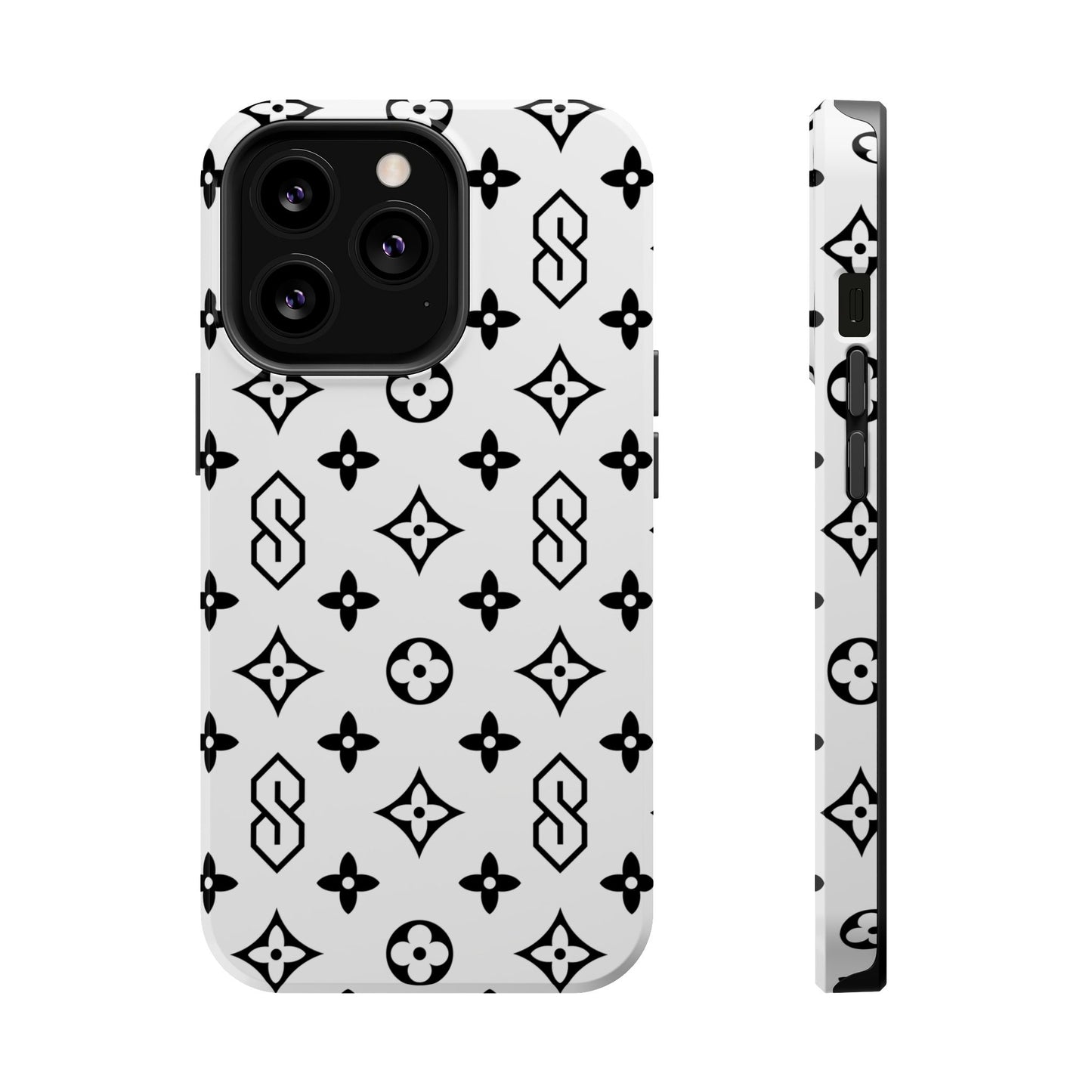 S Thing Faux Real Phone Cases - White & Black - Magnetic Impact-Resistant