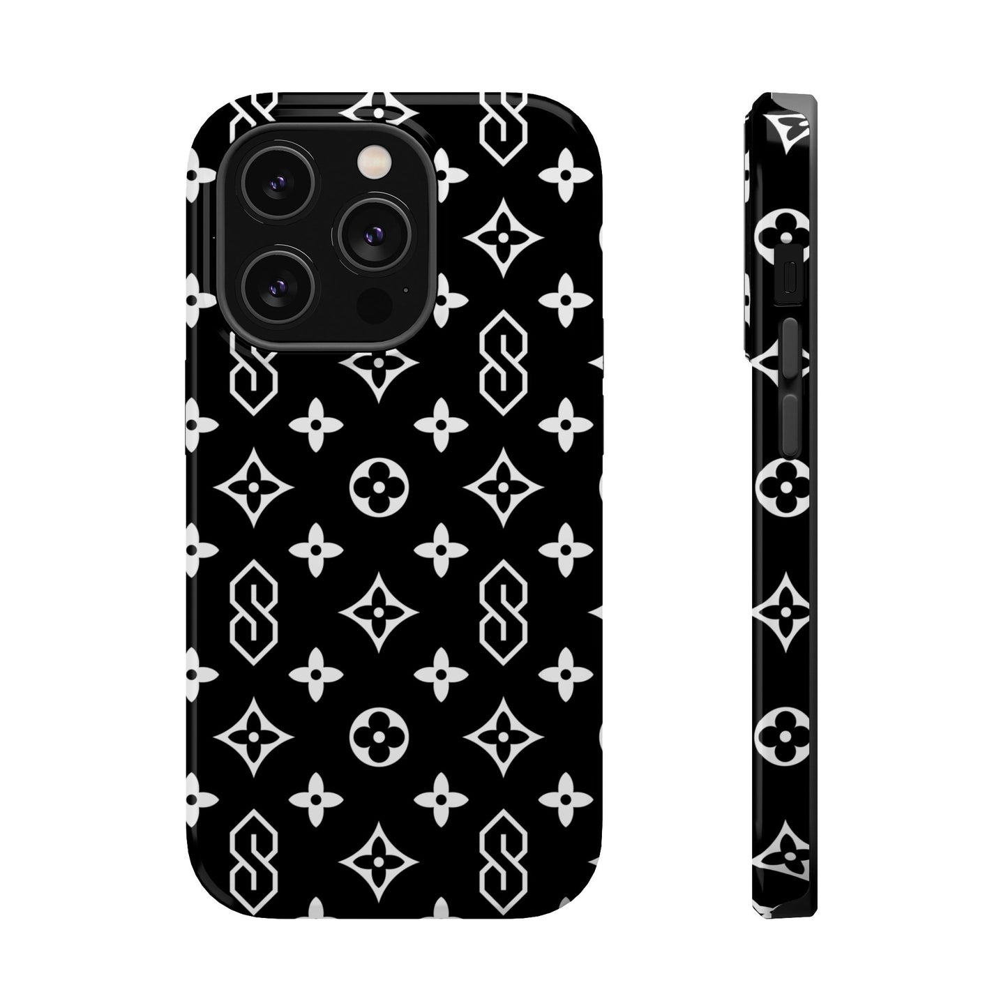 S Thing Faux Real Phone Case - Black/White - Magnetic Impact-Resistant