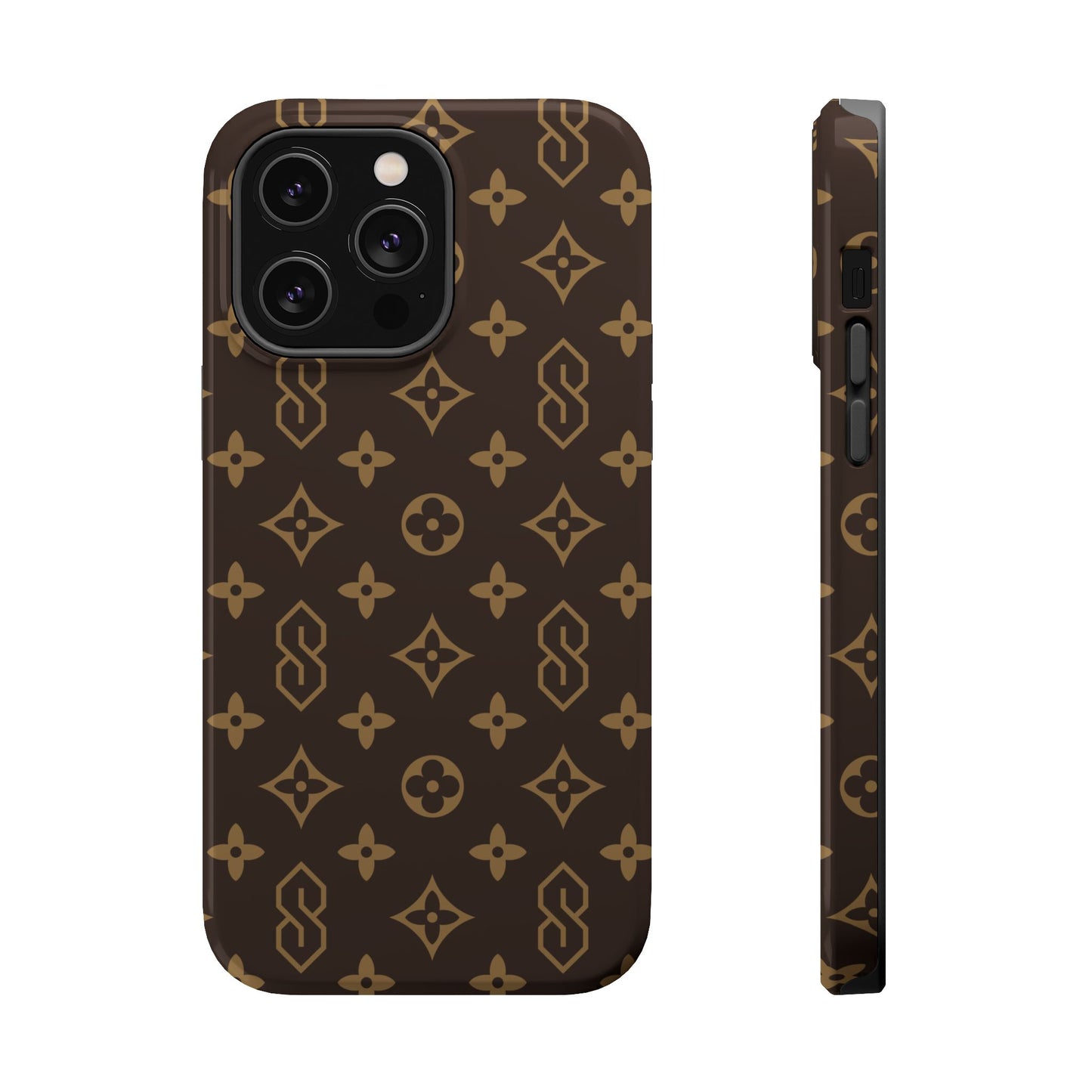 S Thing Faux Real Phone Case - Brown/Gold - Magnetic Impact-Resistant