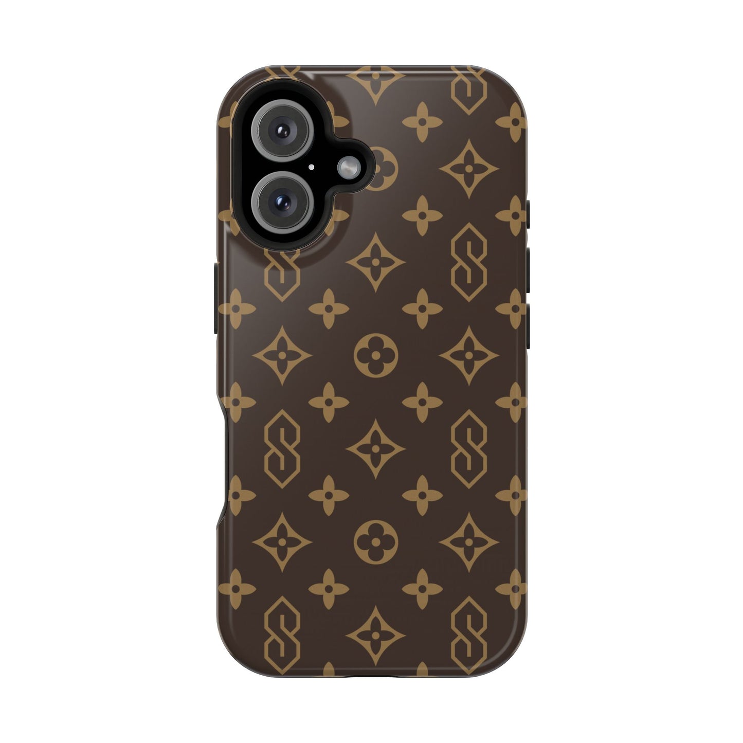 S Thing Faux Real Phone Case - Brown/Gold - Magnetic Impact-Resistant