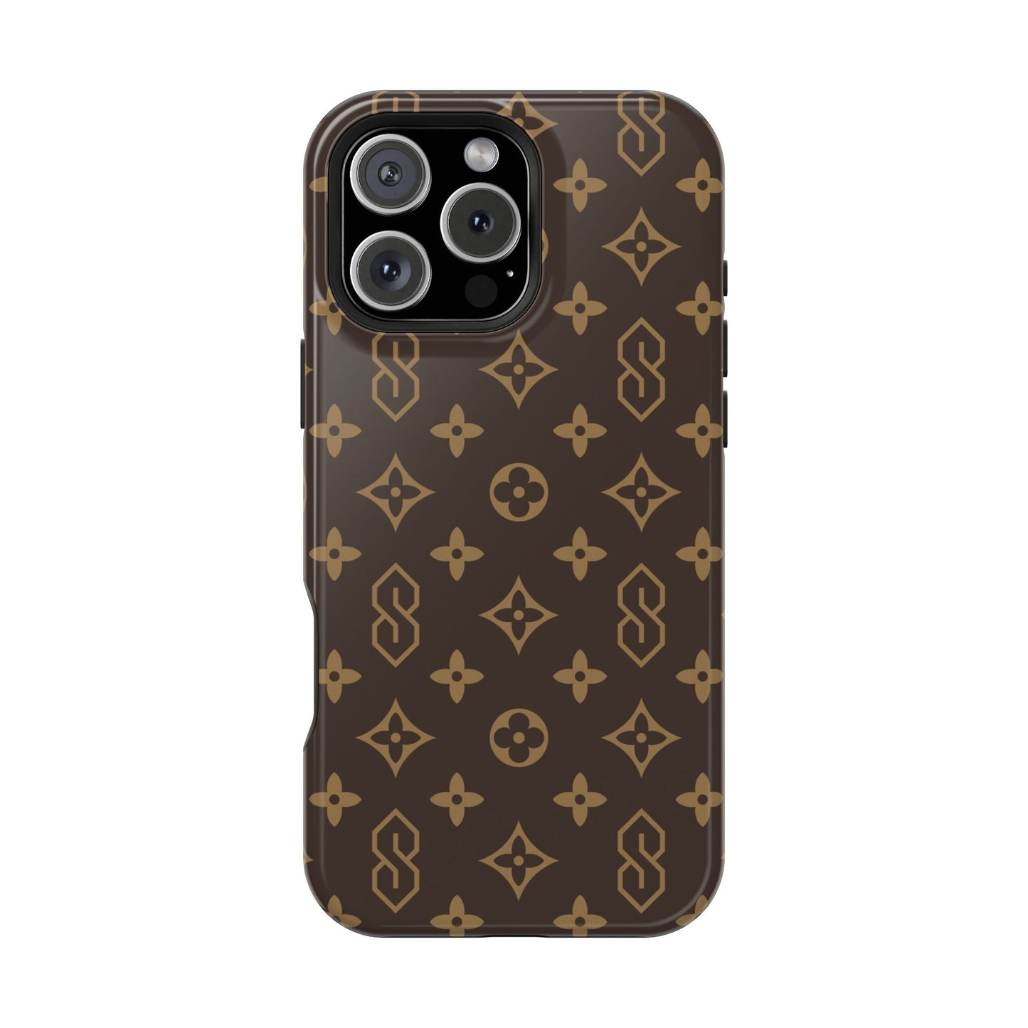 S Thing Faux Real Phone Case - Brown/Gold - Magnetic Impact-Resistant