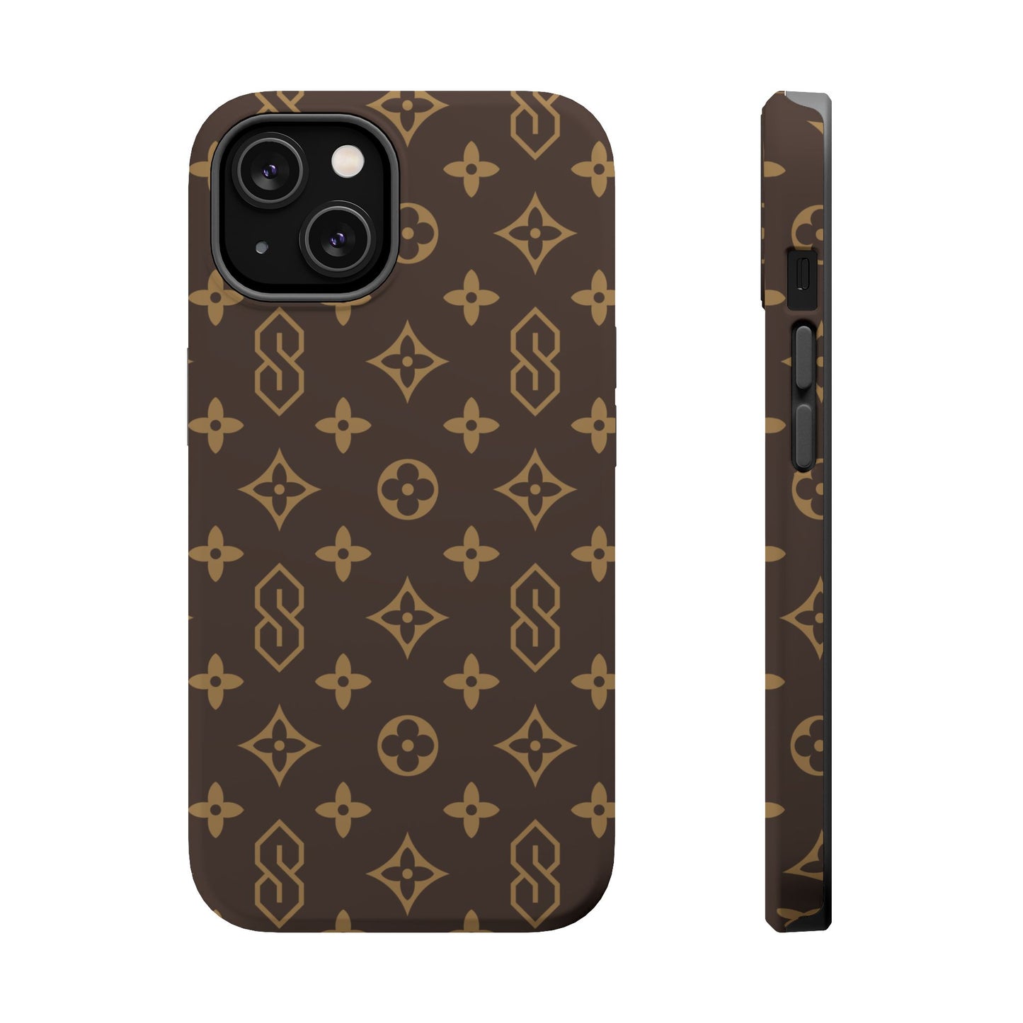 S Thing Faux Real Phone Case - Brown/Gold - Magnetic Impact-Resistant