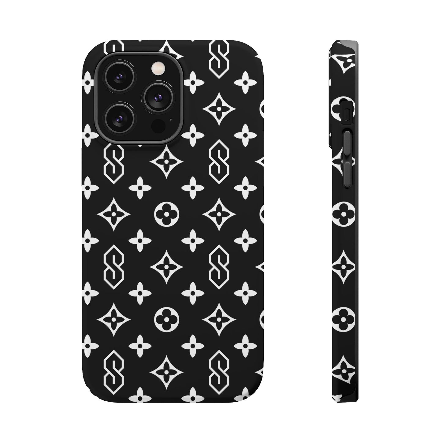 S Thing Faux Real Phone Case - Black/White - Magnetic Impact-Resistant
