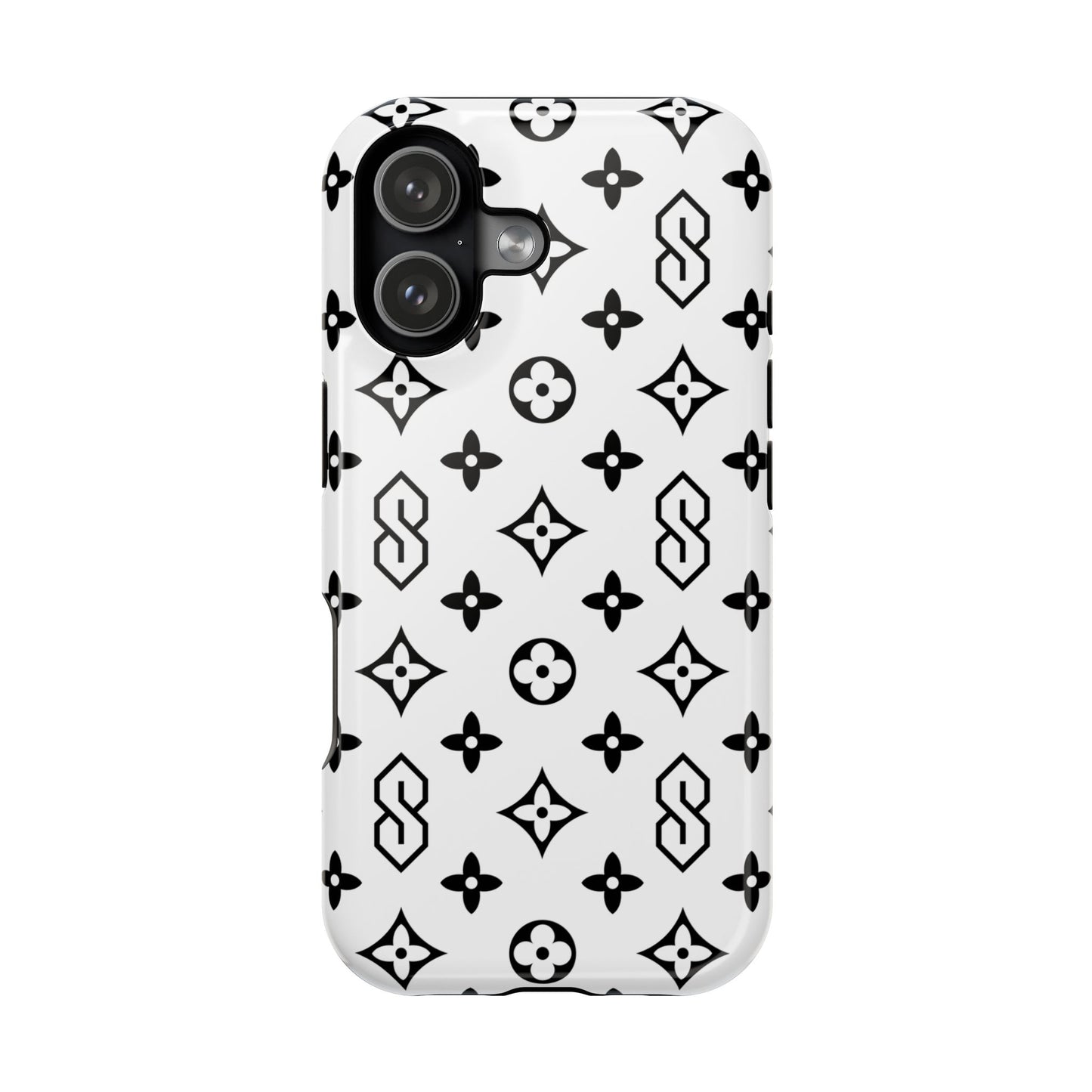 S Thing Faux Real Phone Cases - White & Black - Magnetic Impact-Resistant
