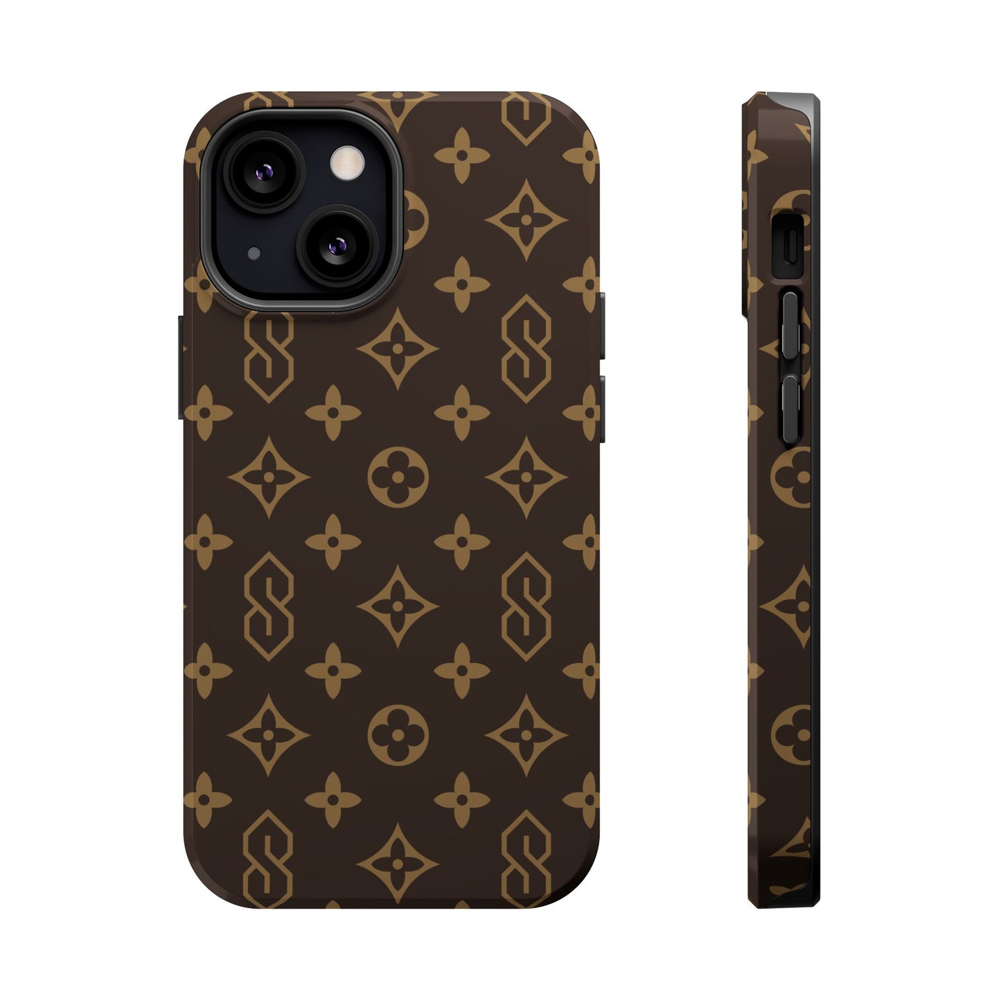 S Thing Faux Real Phone Case - Brown/Gold - Magnetic Impact-Resistant