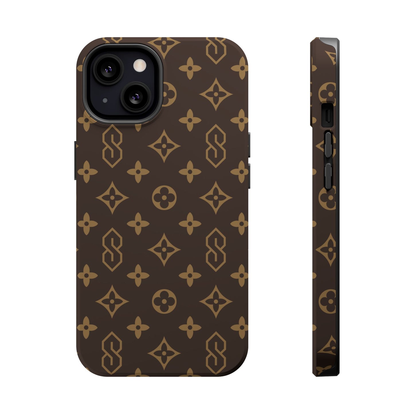 S Thing Faux Real Phone Case - Brown/Gold - Magnetic Impact-Resistant