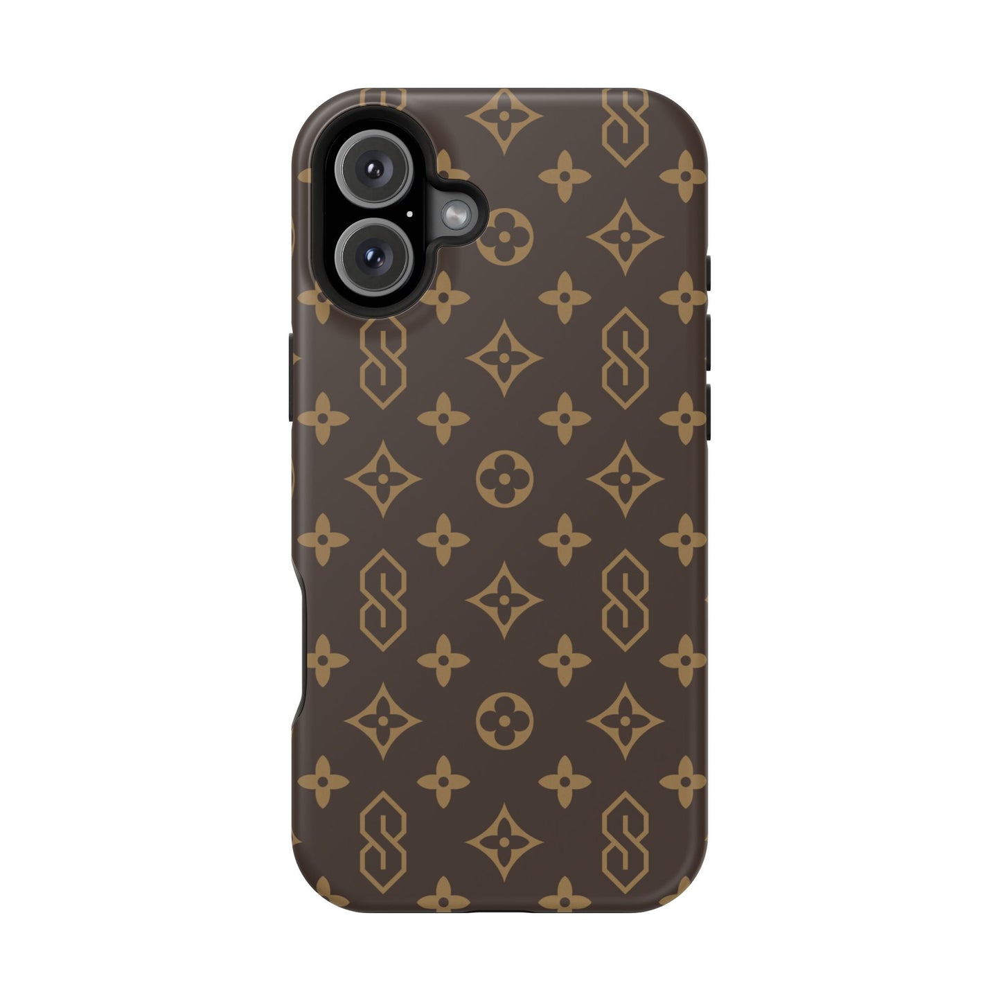 S Thing Faux Real Phone Case - Brown/Gold - Magnetic Impact-Resistant