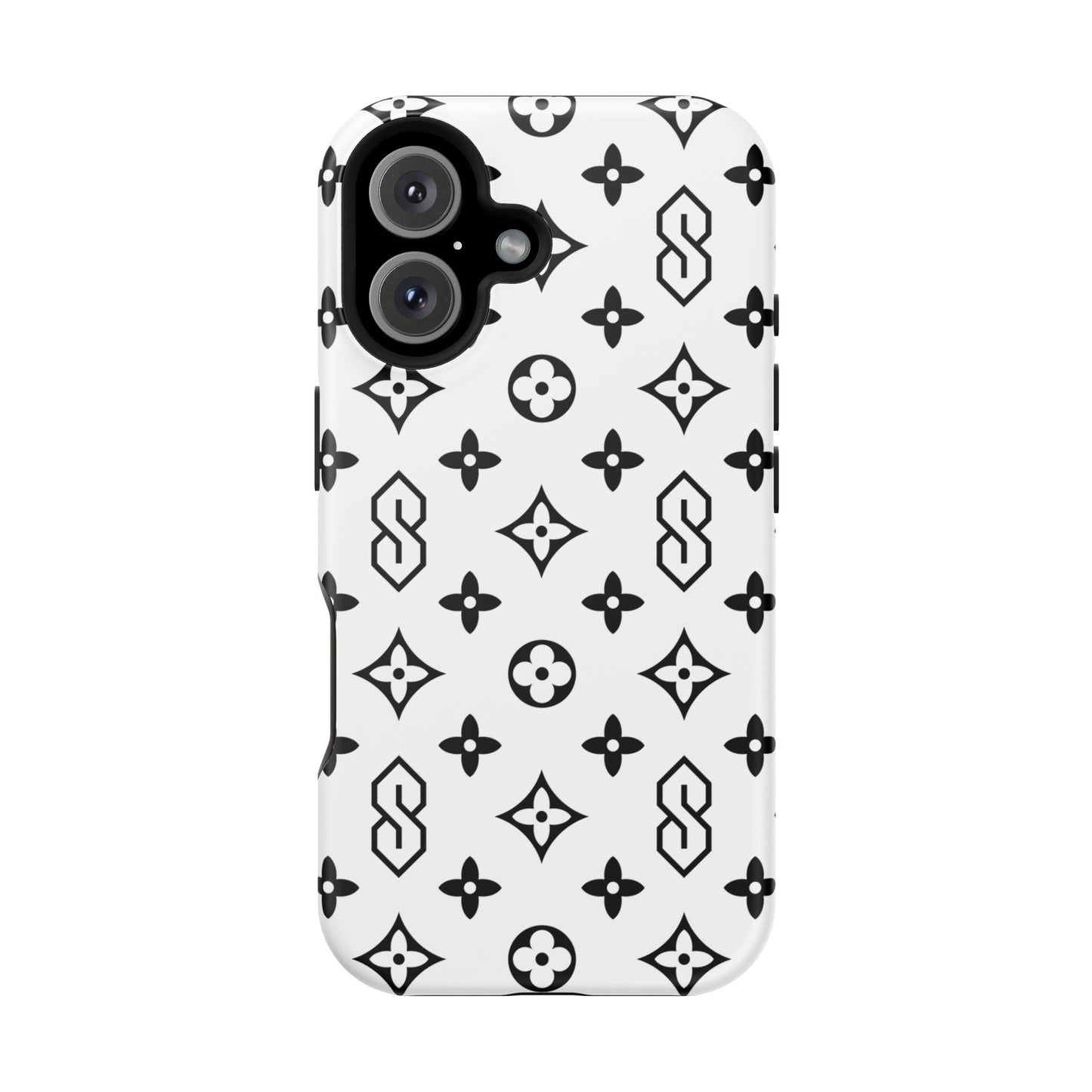 S Thing Faux Real Phone Cases - White & Black - Magnetic Impact-Resistant