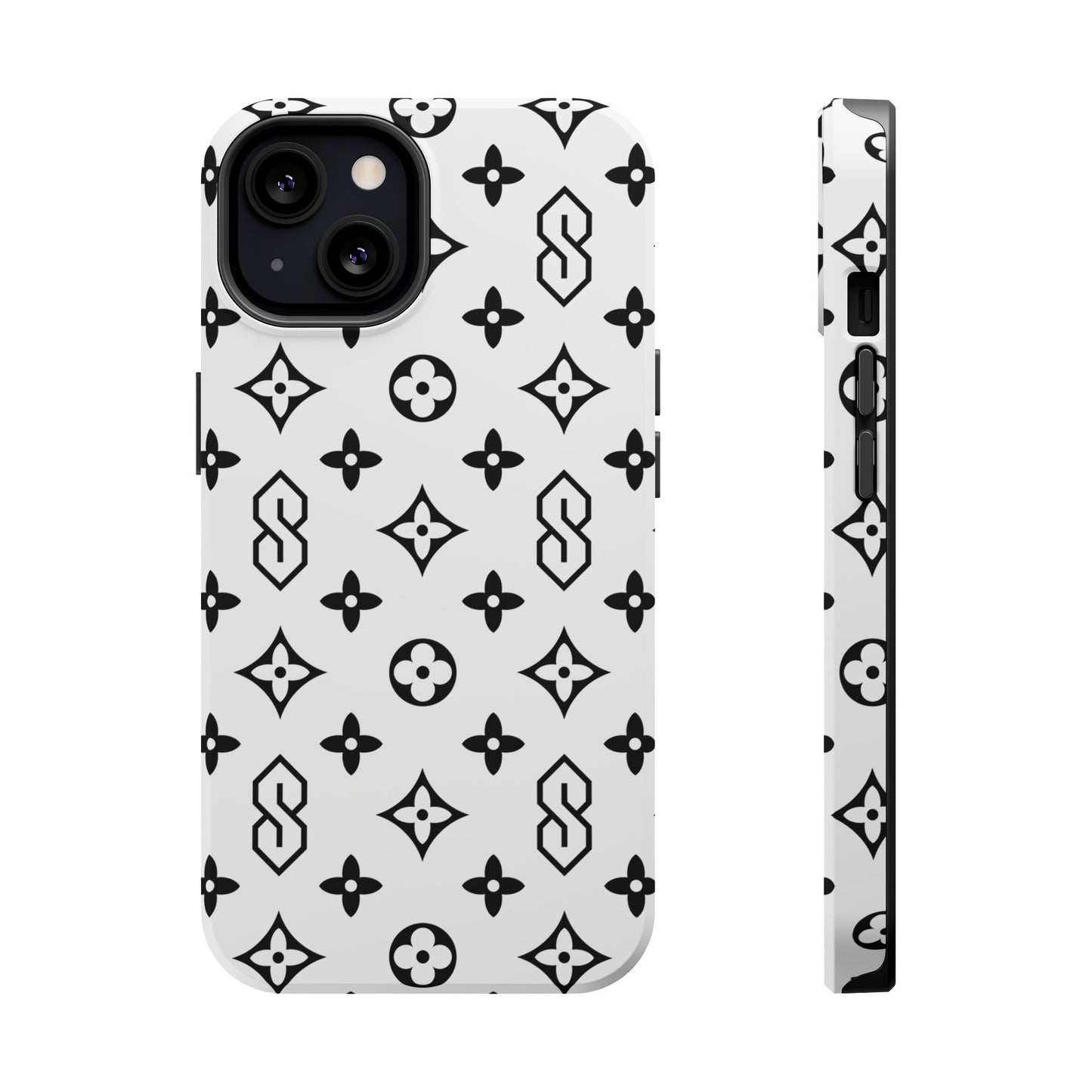 S Thing Faux Real Phone Cases - White & Black - Magnetic Impact-Resistant