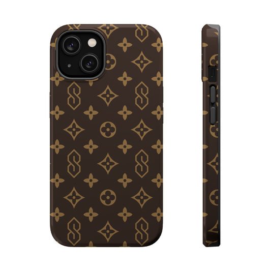 S Thing Faux Real Phone Case - Brown/Gold - Magnetic Impact-Resistant