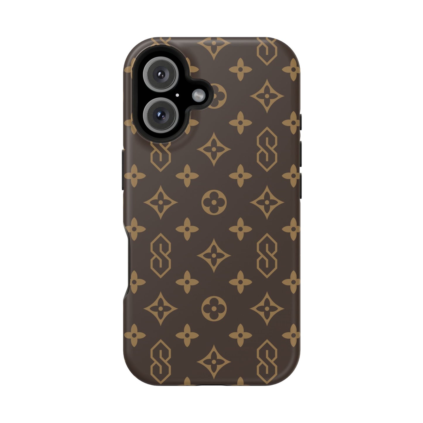 S Thing Faux Real Phone Case - Brown/Gold - Magnetic Impact-Resistant