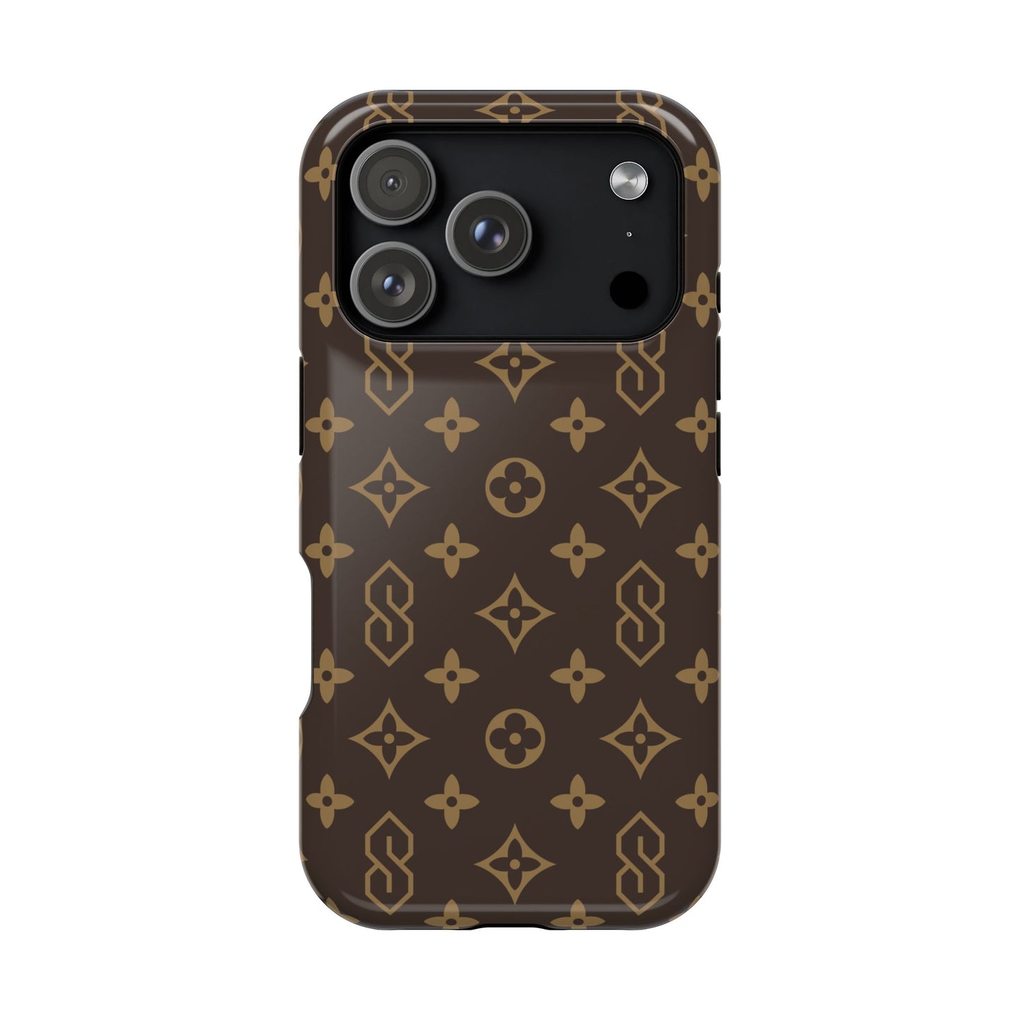 S Thing Faux Real Phone Case - Brown/Gold - Magnetic Impact-Resistant