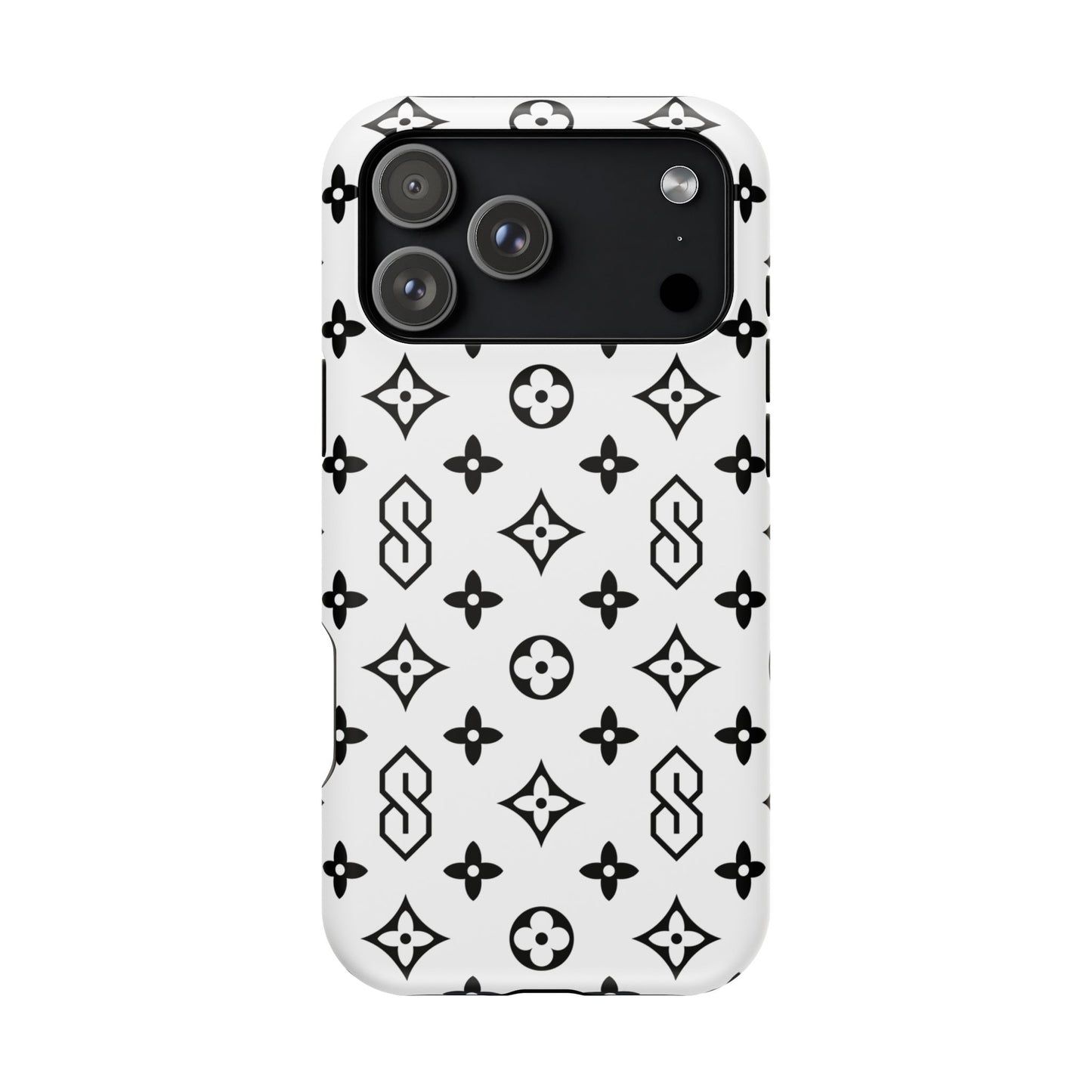 S Thing Faux Real Phone Cases - White & Black - Magnetic Impact-Resistant
