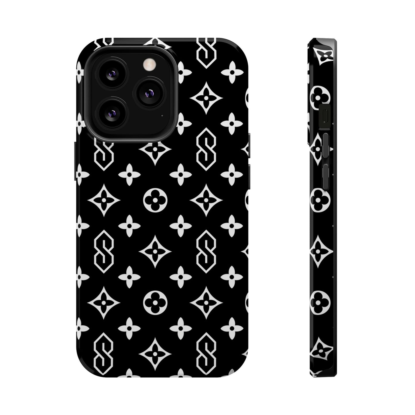 S Thing Faux Real Phone Case - Black/White - Magnetic Impact-Resistant