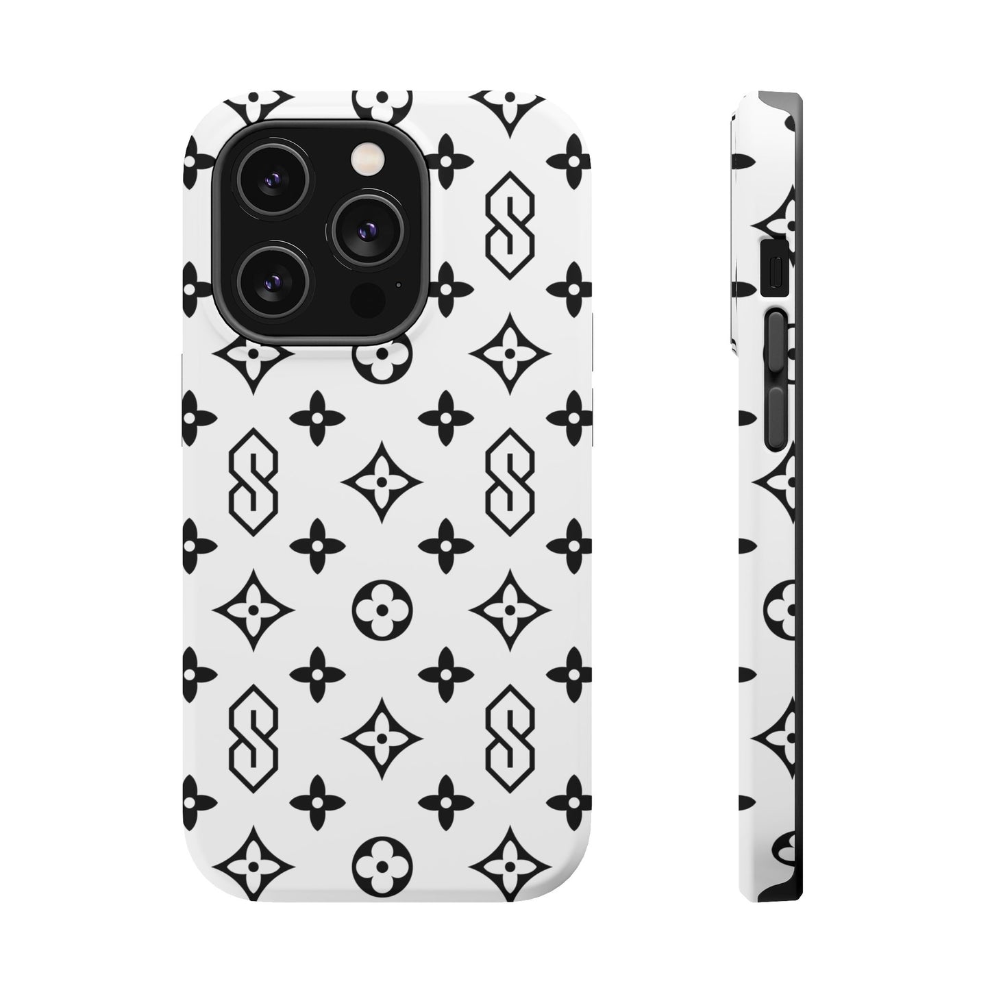 S Thing Faux Real Phone Cases - White & Black - Magnetic Impact-Resistant