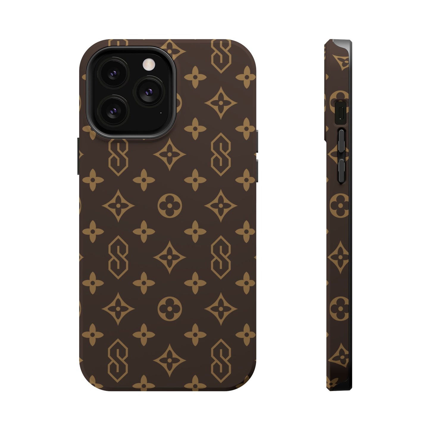 S Thing Faux Real Phone Case - Brown/Gold - Magnetic Impact-Resistant