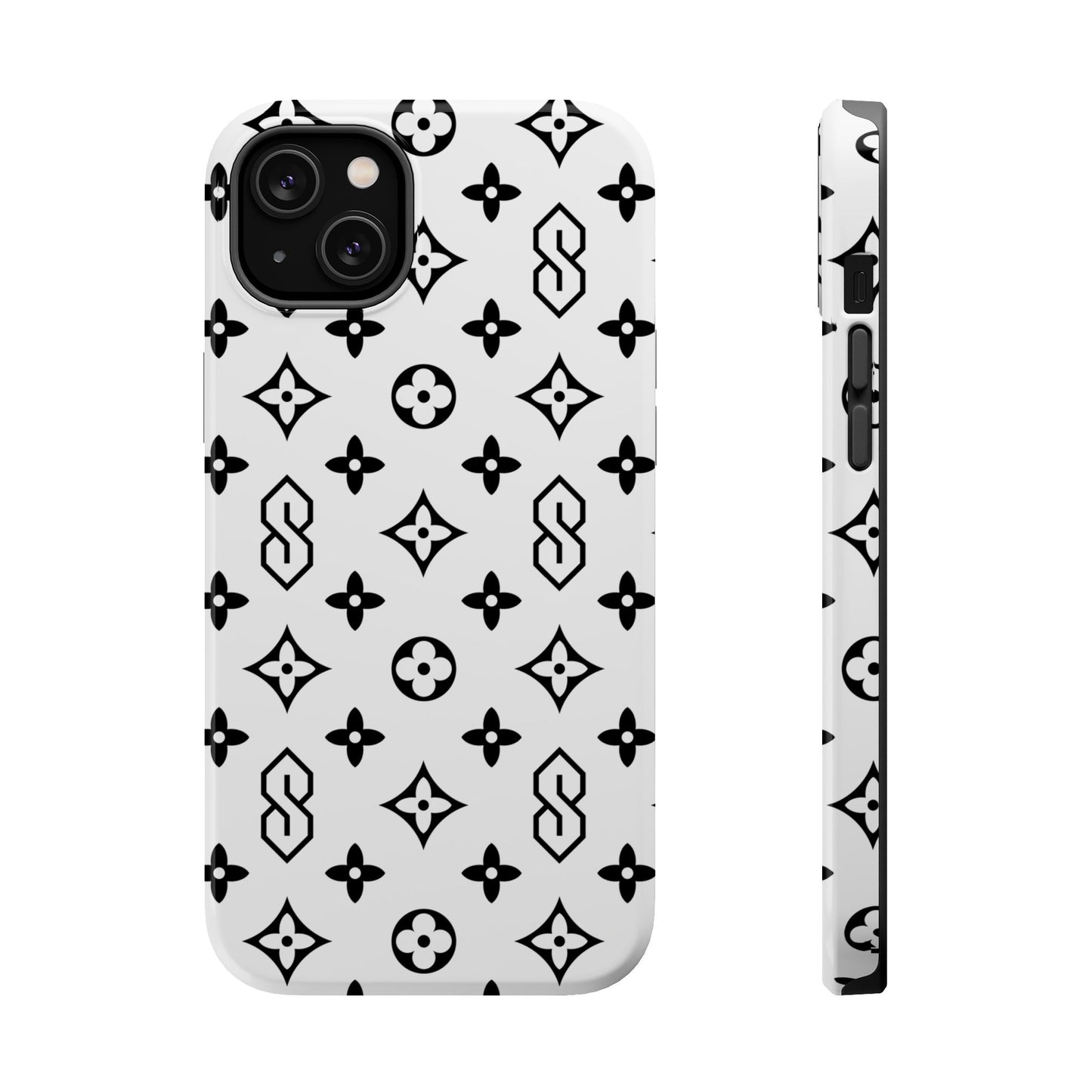 S Thing Faux Real Phone Cases - White & Black - Magnetic Impact-Resistant