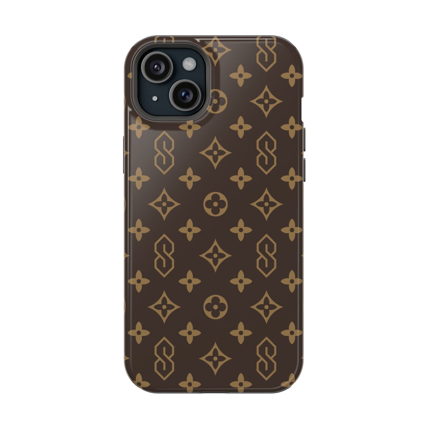 S Thing Faux Real Phone Case - Brown/Gold - Magnetic Impact-Resistant