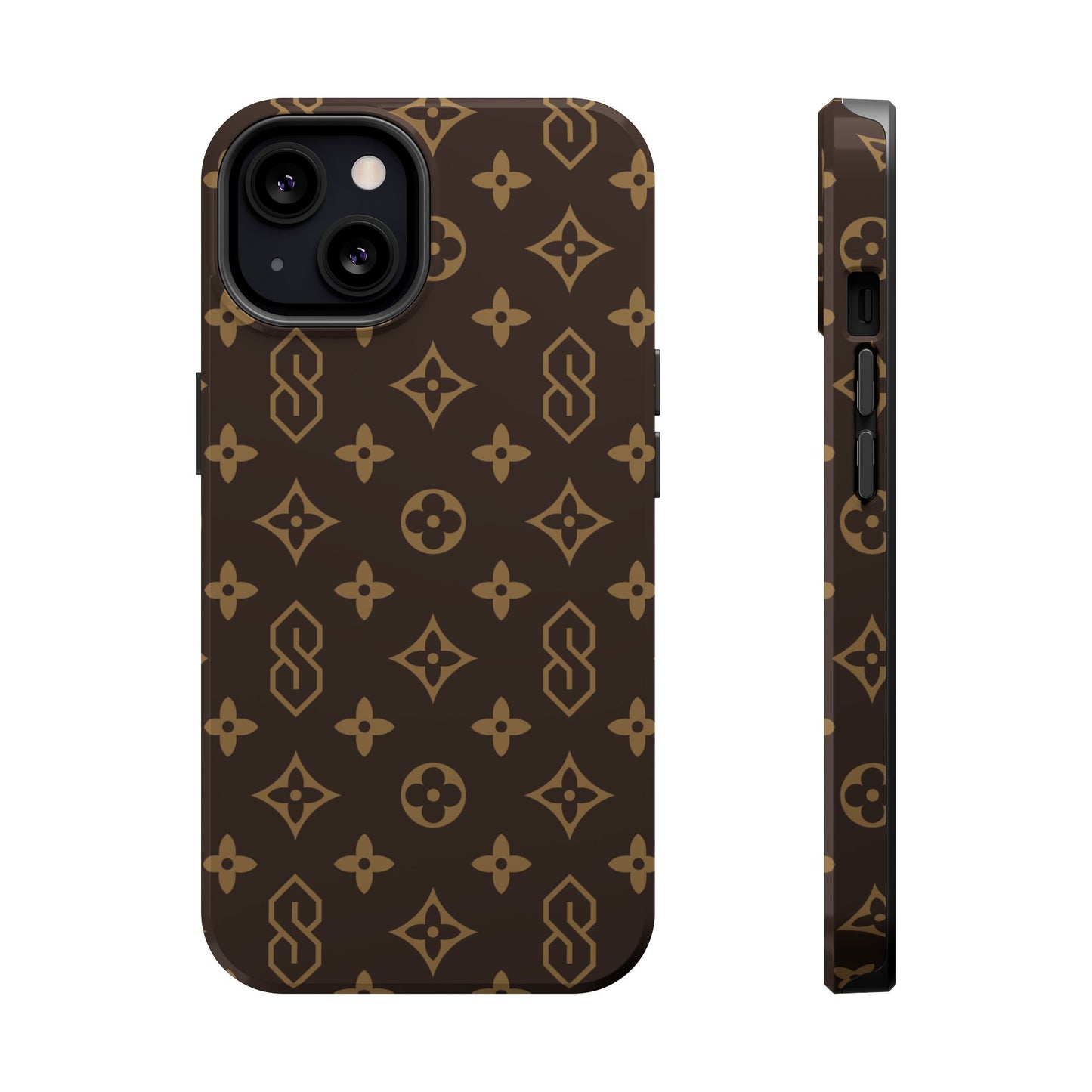 S Thing Faux Real Phone Case - Brown/Gold - Magnetic Impact-Resistant