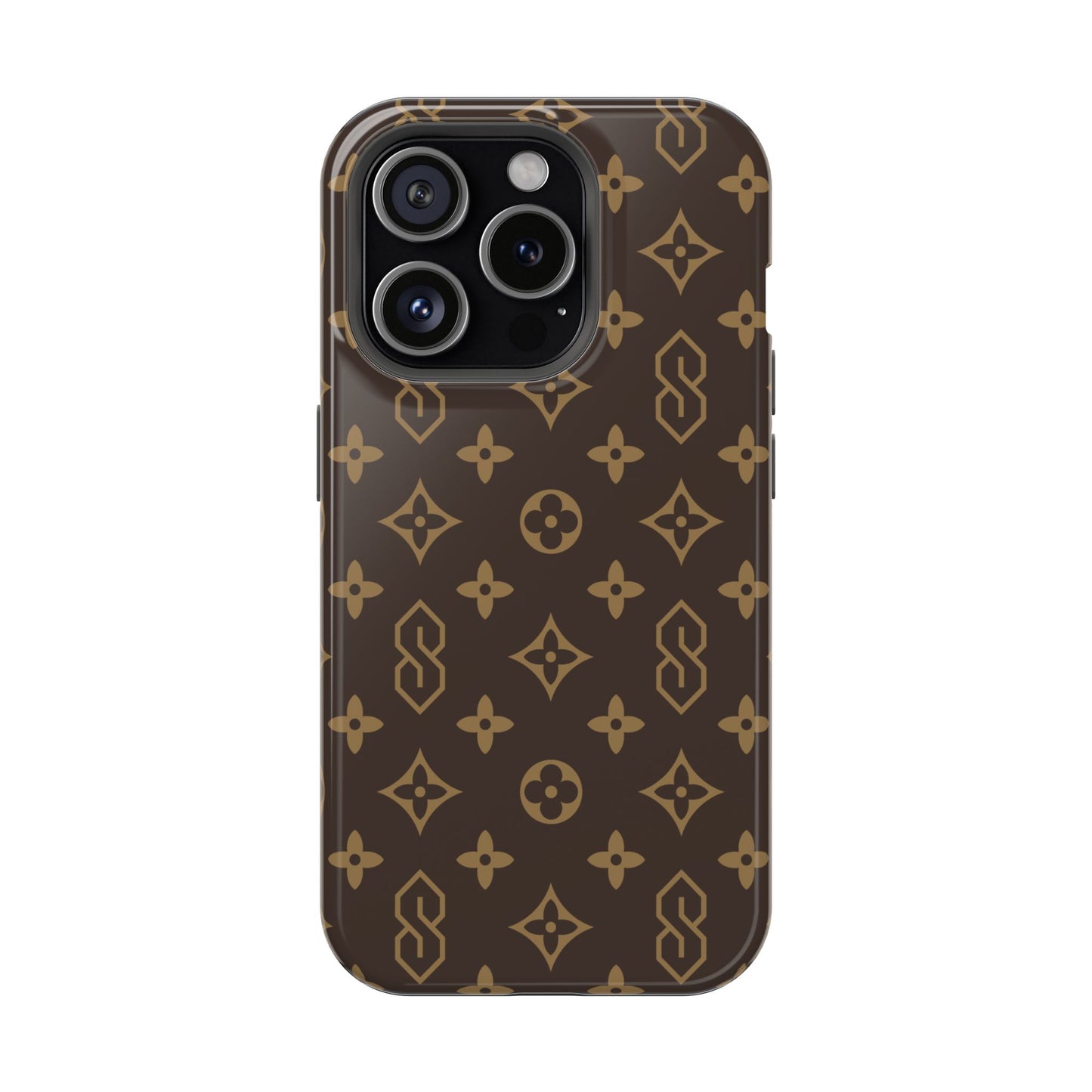 S Thing Faux Real Phone Case - Brown/Gold - Magnetic Impact-Resistant