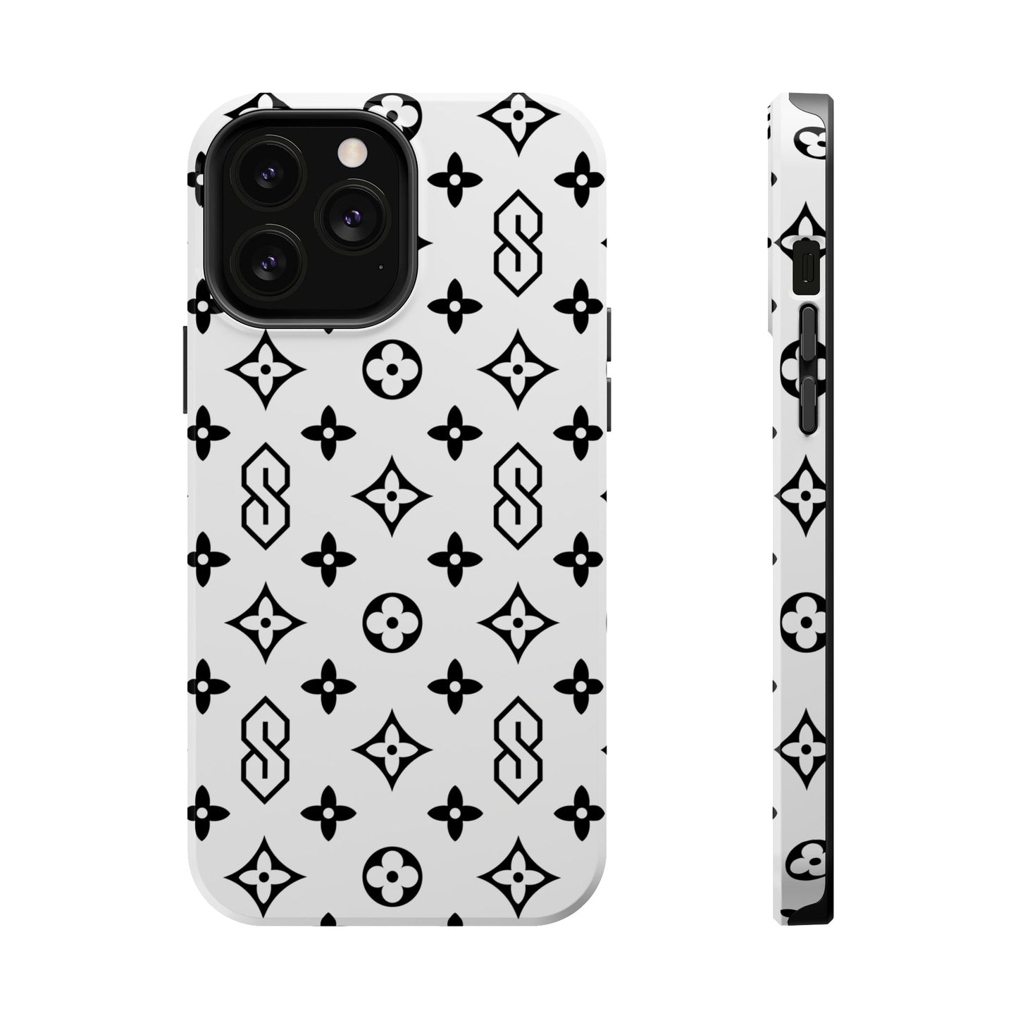 S Thing Faux Real Phone Cases - White & Black - Magnetic Impact-Resistant