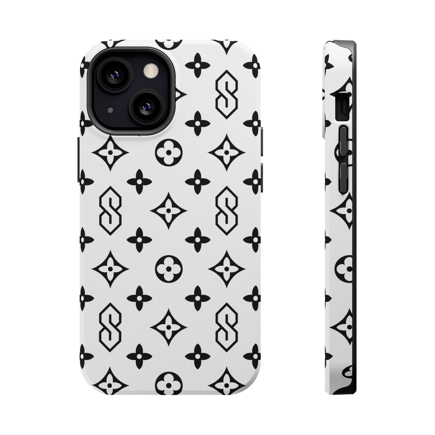 S Thing Faux Real Phone Cases - White & Black - Magnetic Impact-Resistant