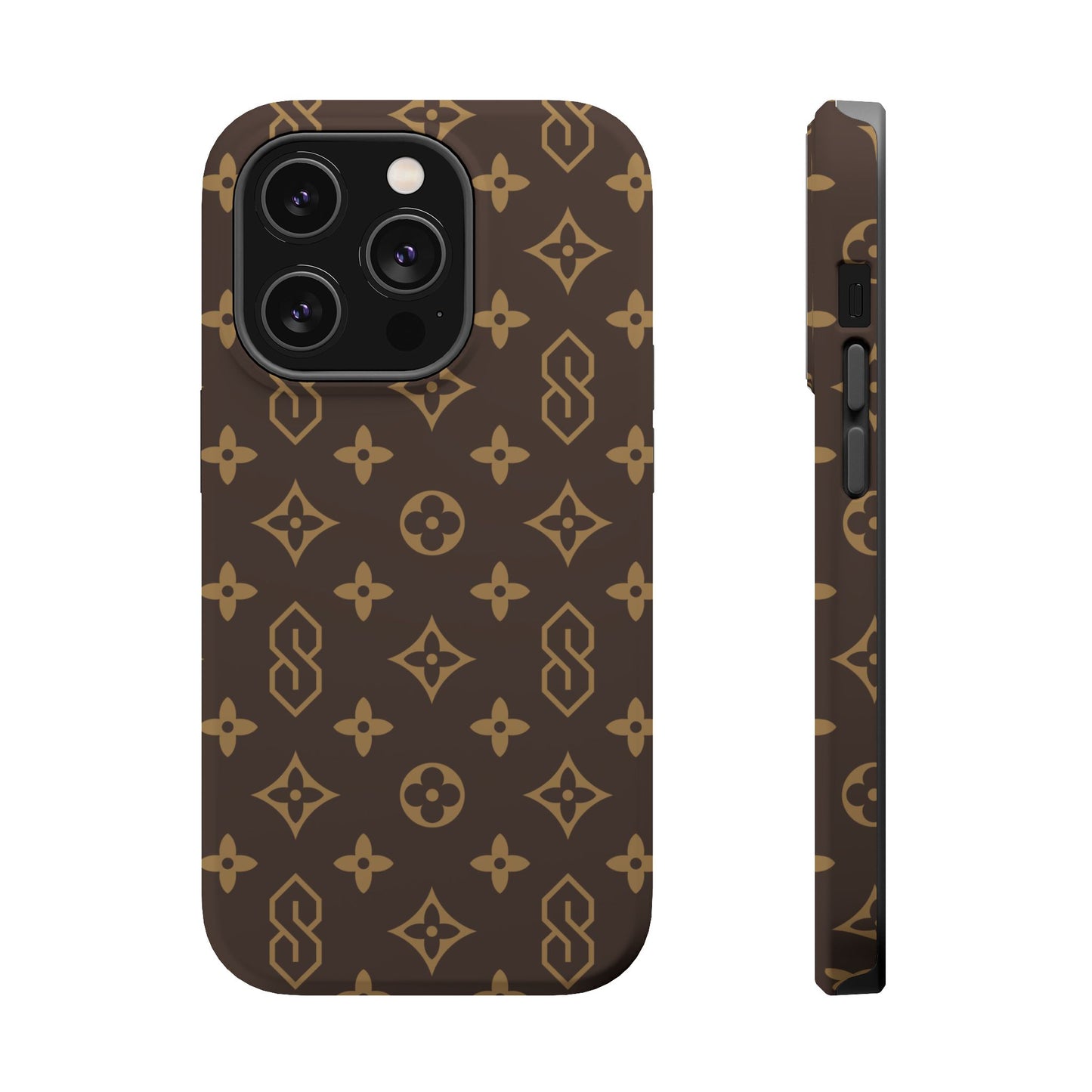 S Thing Faux Real Phone Case - Brown/Gold - Magnetic Impact-Resistant