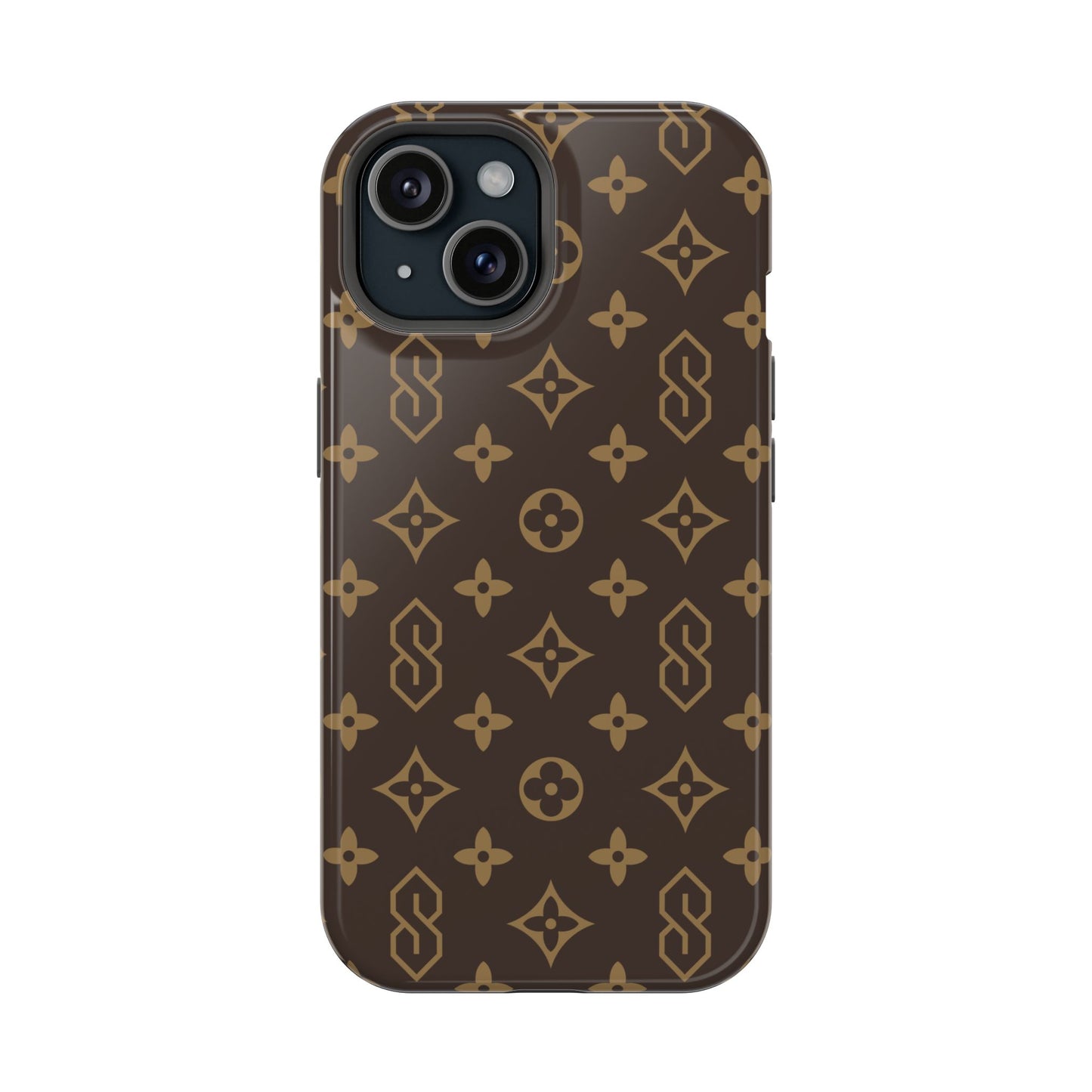 S Thing Faux Real Phone Case - Brown/Gold - Magnetic Impact-Resistant