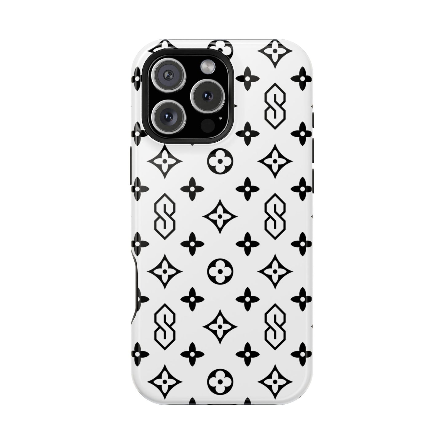 S Thing Faux Real Phone Cases - White & Black - Magnetic Impact-Resistant