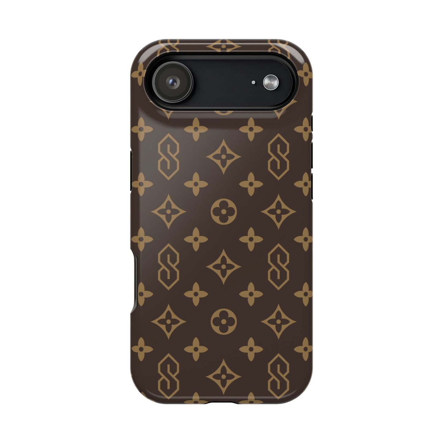 S Thing Faux Real Phone Case - Brown/Gold - Magnetic Impact-Resistant