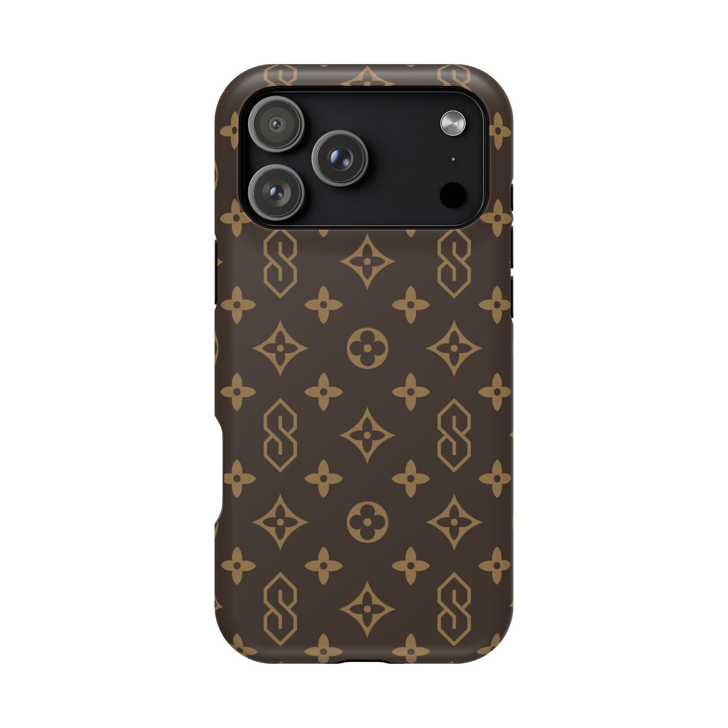 S Thing Faux Real Phone Case - Brown/Gold - Magnetic Impact-Resistant